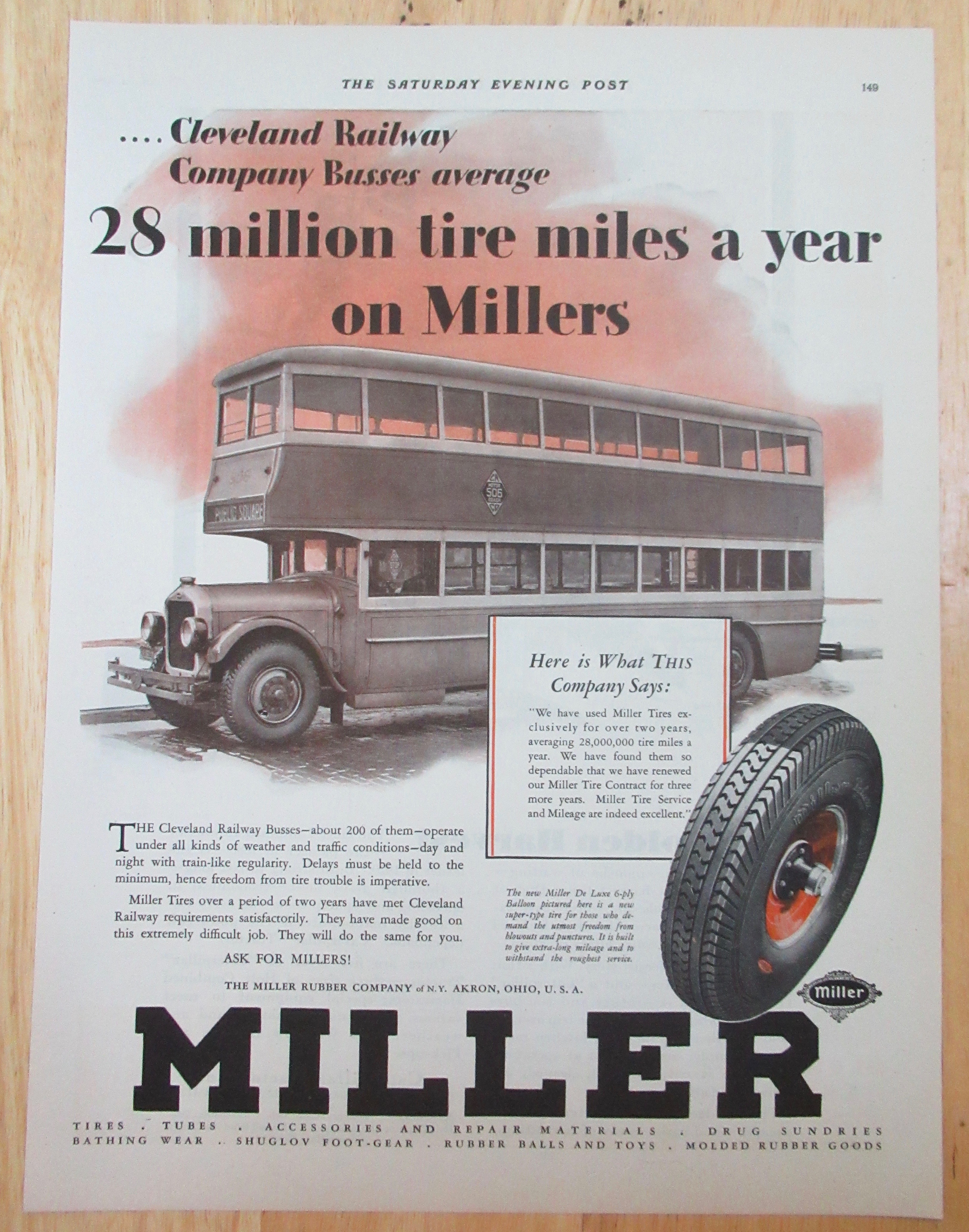 1929 Miller Tires with Double Decker Bus