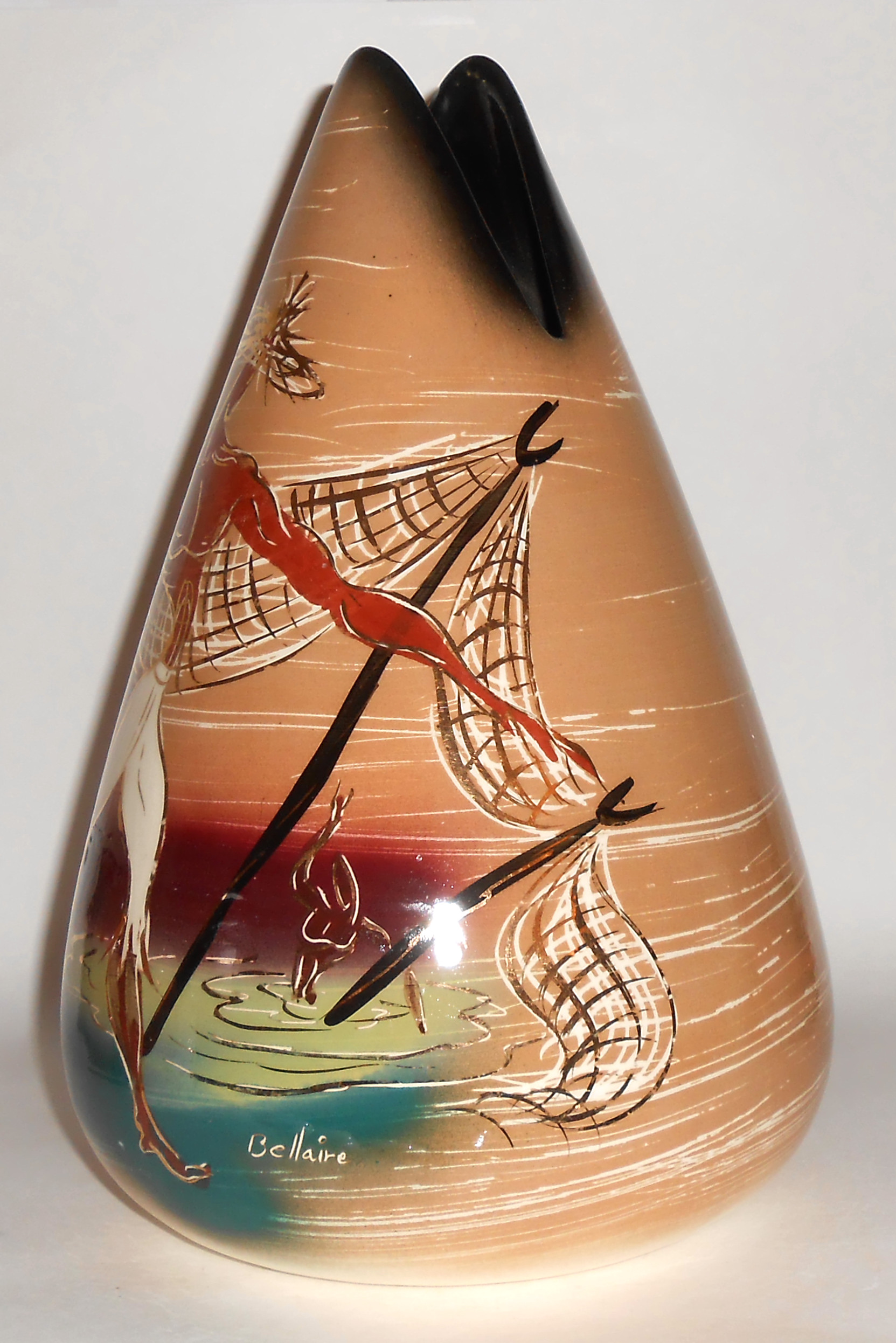 Marc Bellaire Ceramics Beachcomber Decorated Large Vase