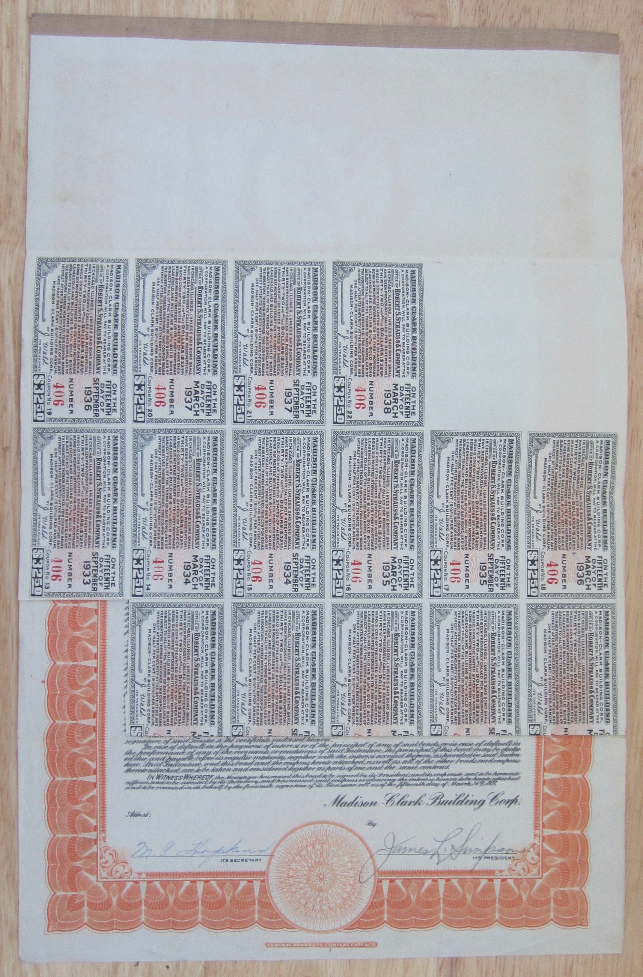 1938 Madison Clark Building Chicago $1000 Gold Note