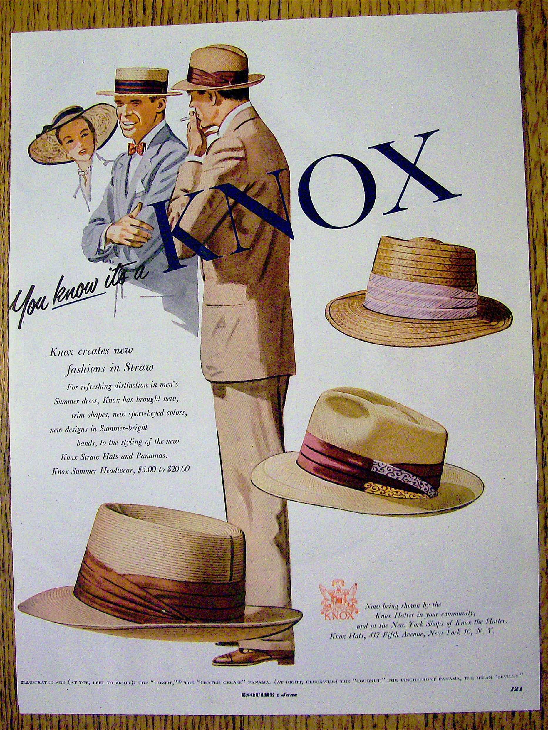 1951 Knox Hats with Straw & Panama Hats