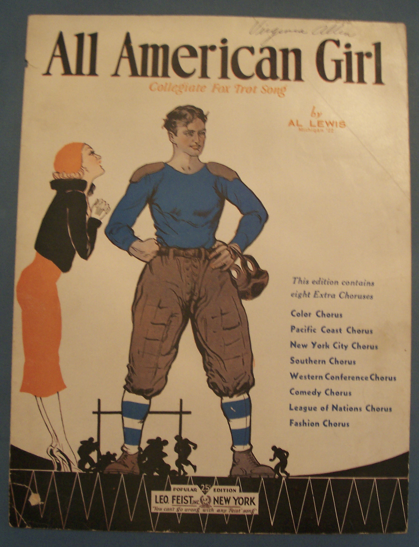 Sheet Music For 1932 All American Girl