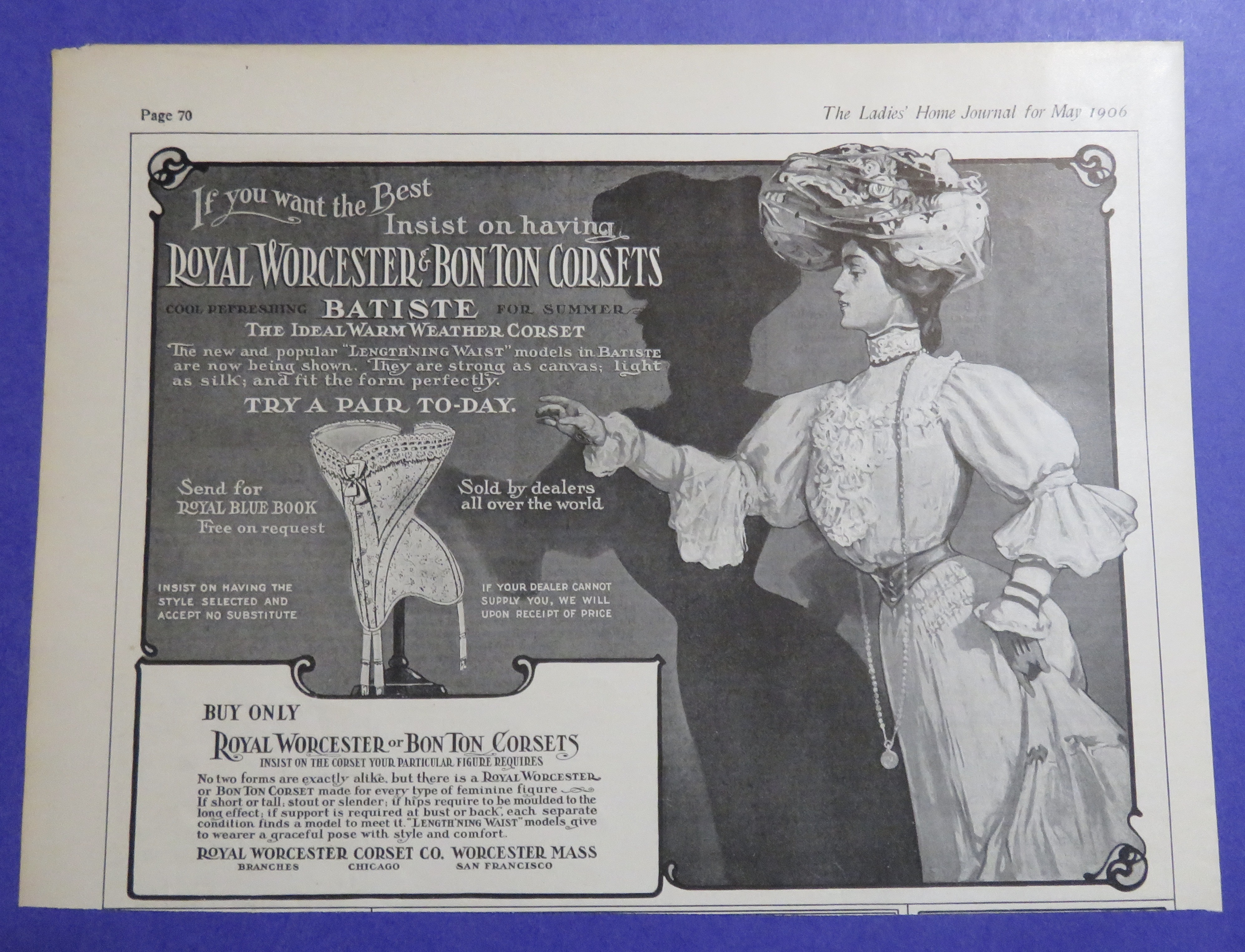 1906 Royal Worcester & Bon Ton Corsets w/ Woman