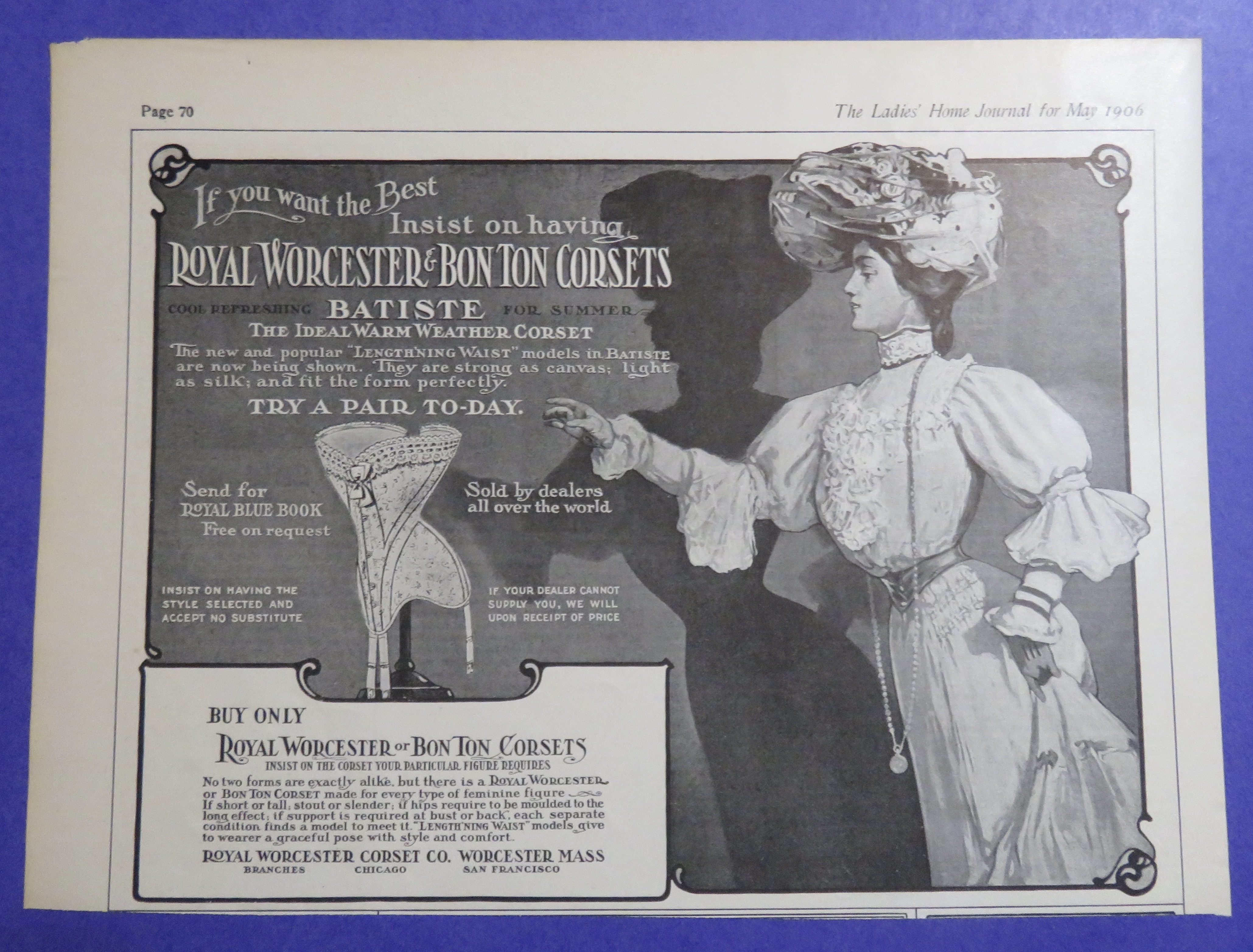 1906 Royal Worcester & Bon Ton Corsets w/ Woman