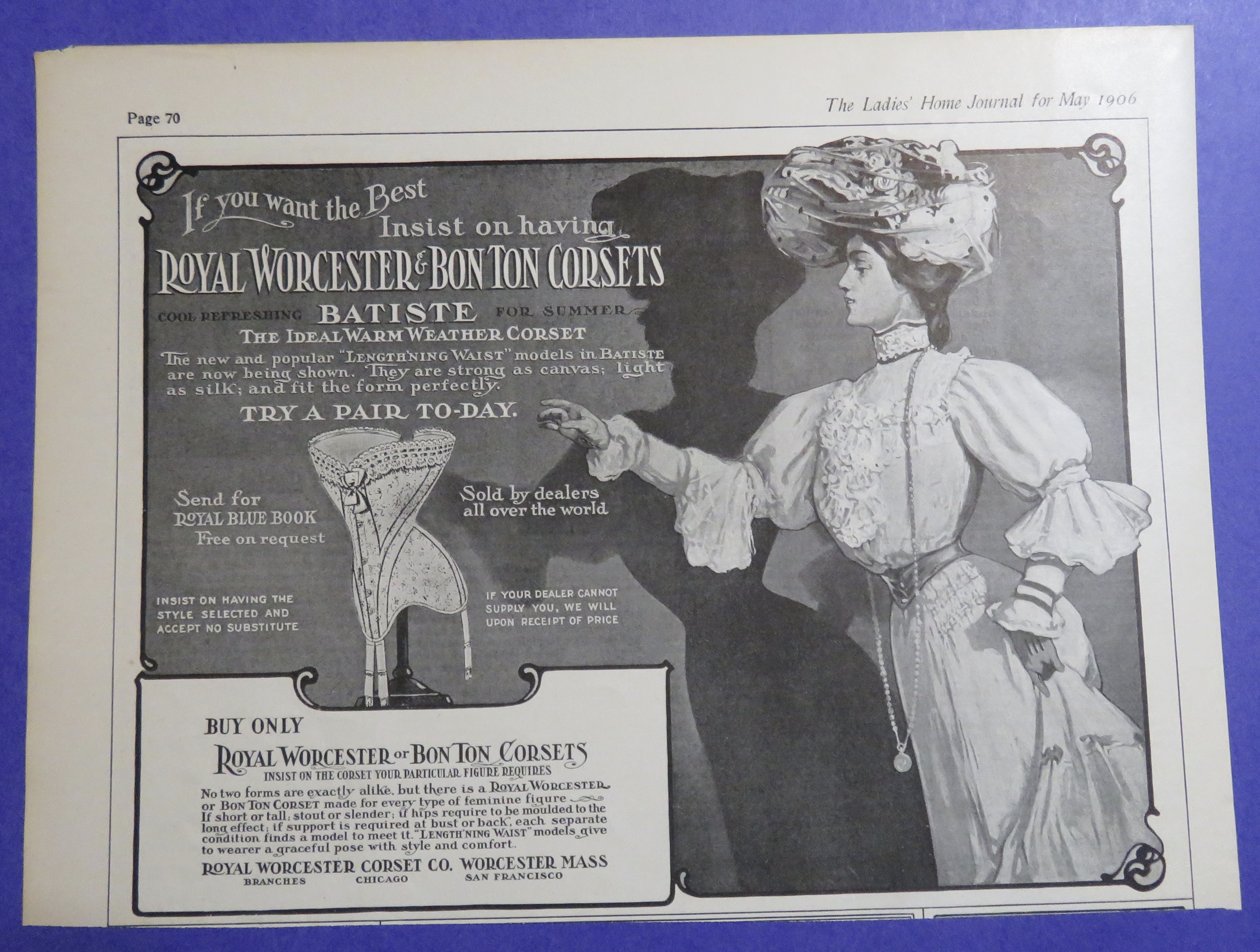 1906 Royal Worcester & Bon Ton Corsets w/ Woman