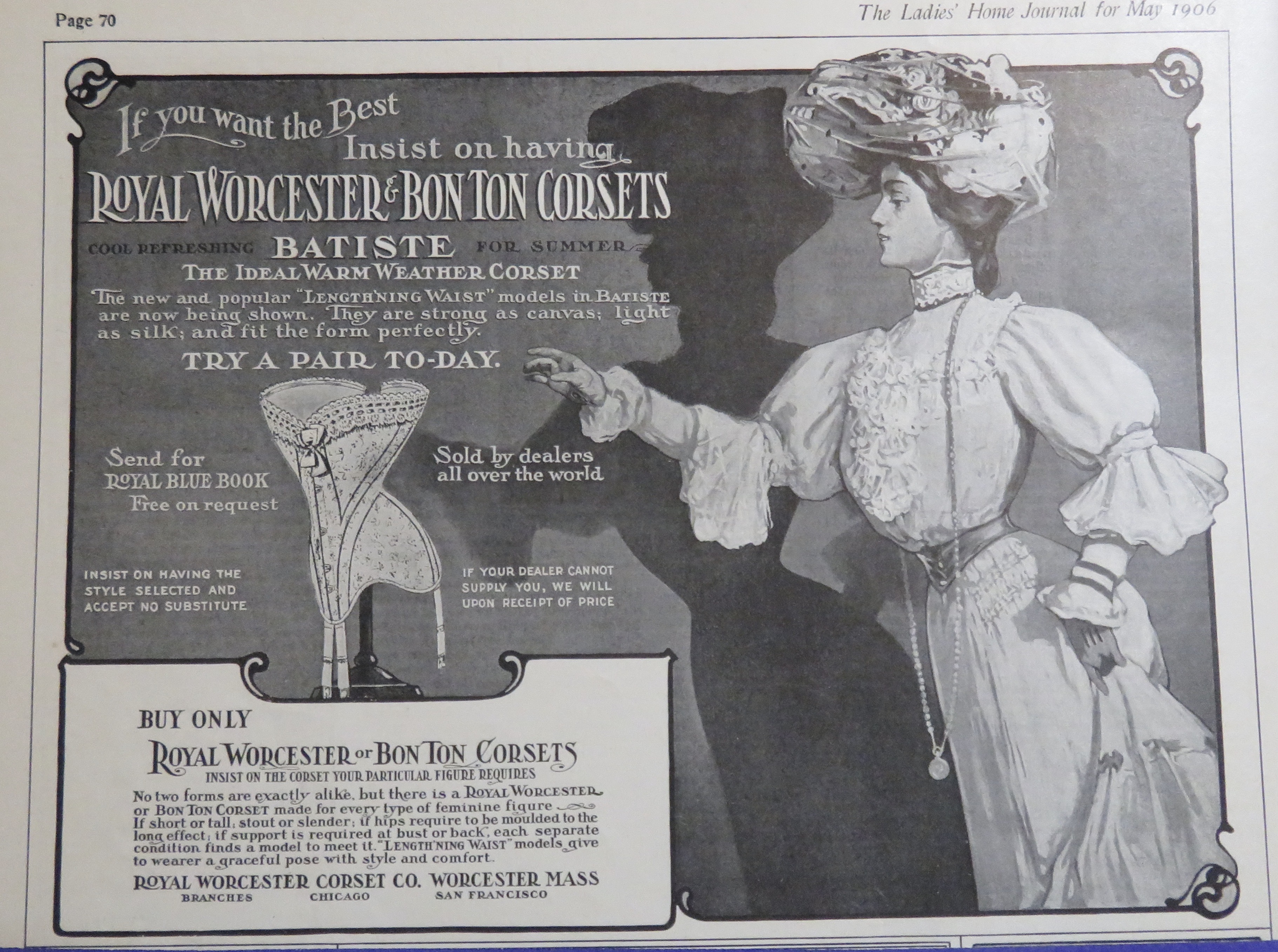 1906 Royal Worcester & Bon Ton Corsets w/ Woman