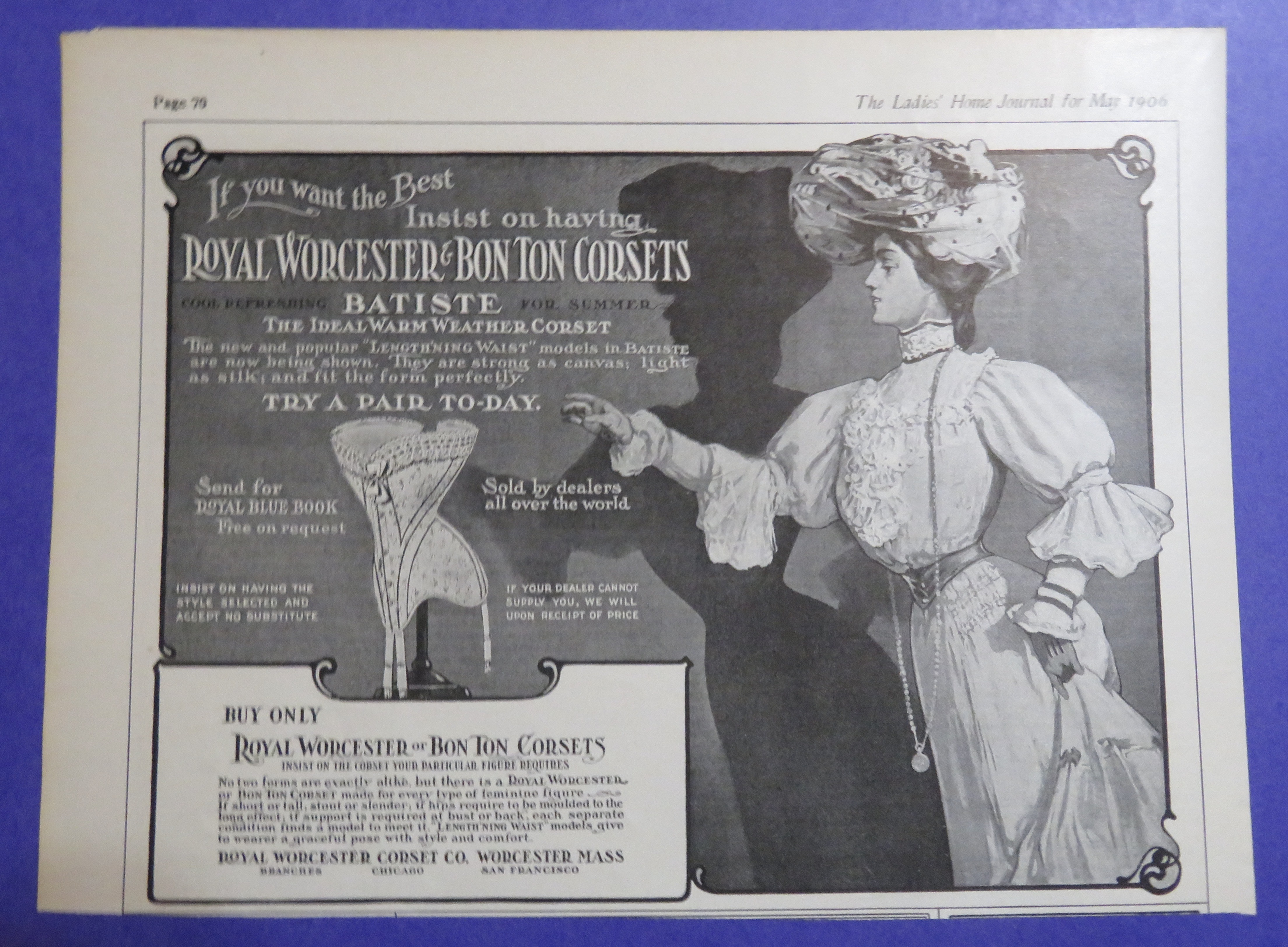 1906 Royal Worcester & Bon Ton Corsets w/ Woman