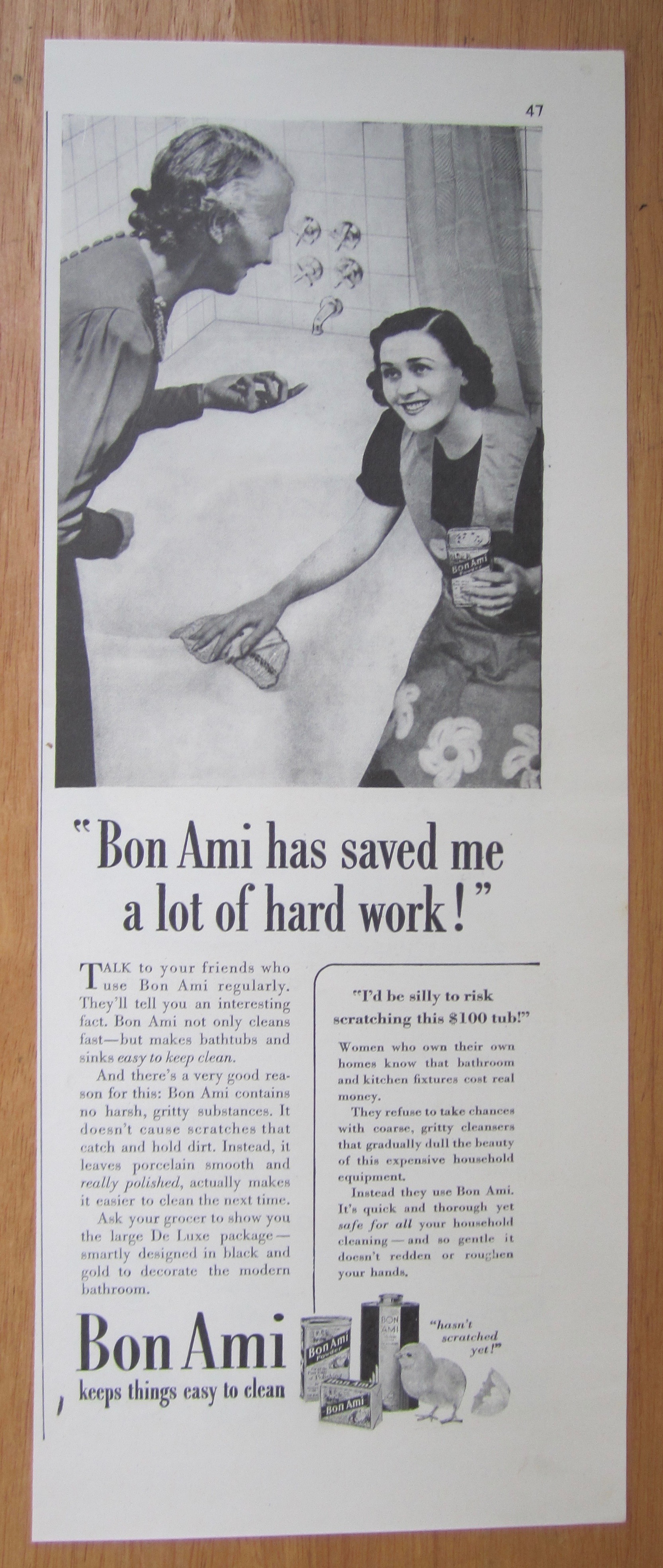 1939 Bon Ami with Woman Cleaning Bathtub