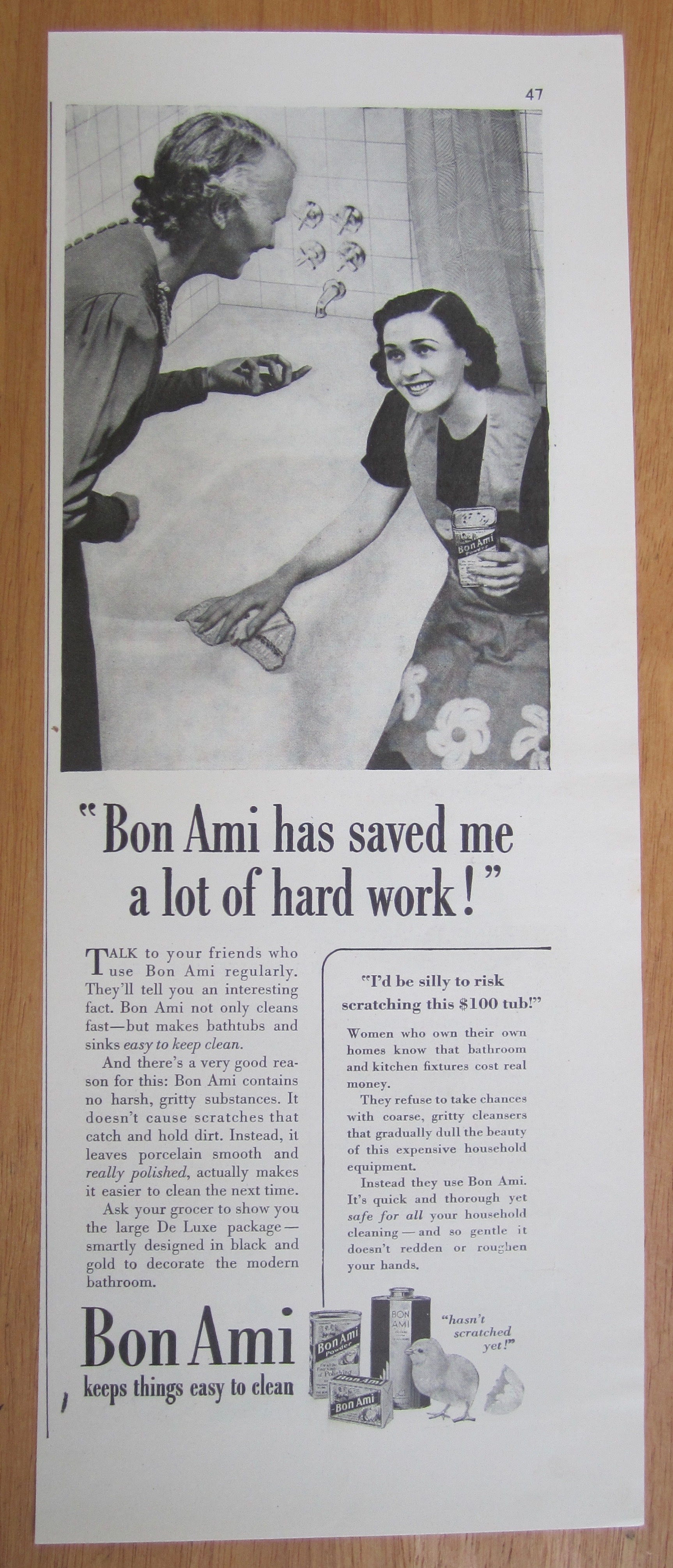 1939 Bon Ami with Woman Cleaning Bathtub