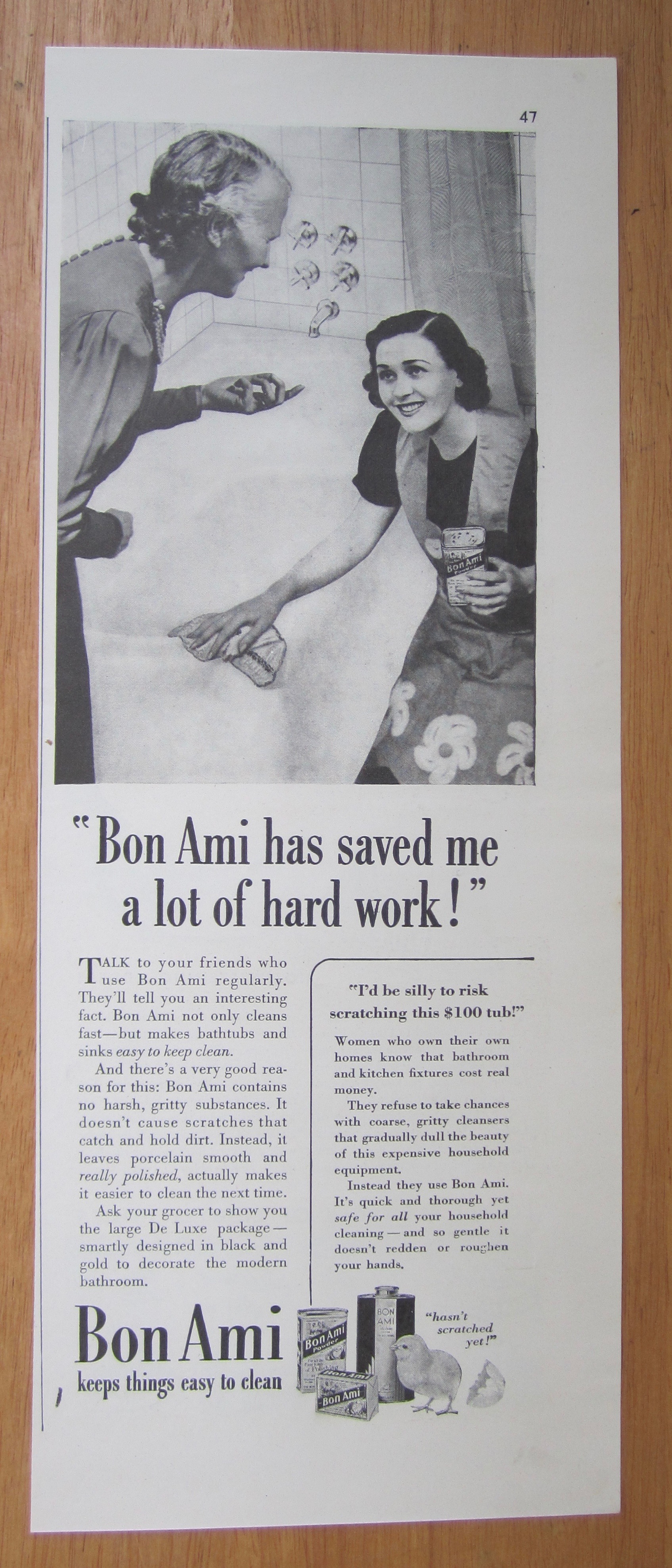 1939 Bon Ami with Woman Cleaning Bathtub