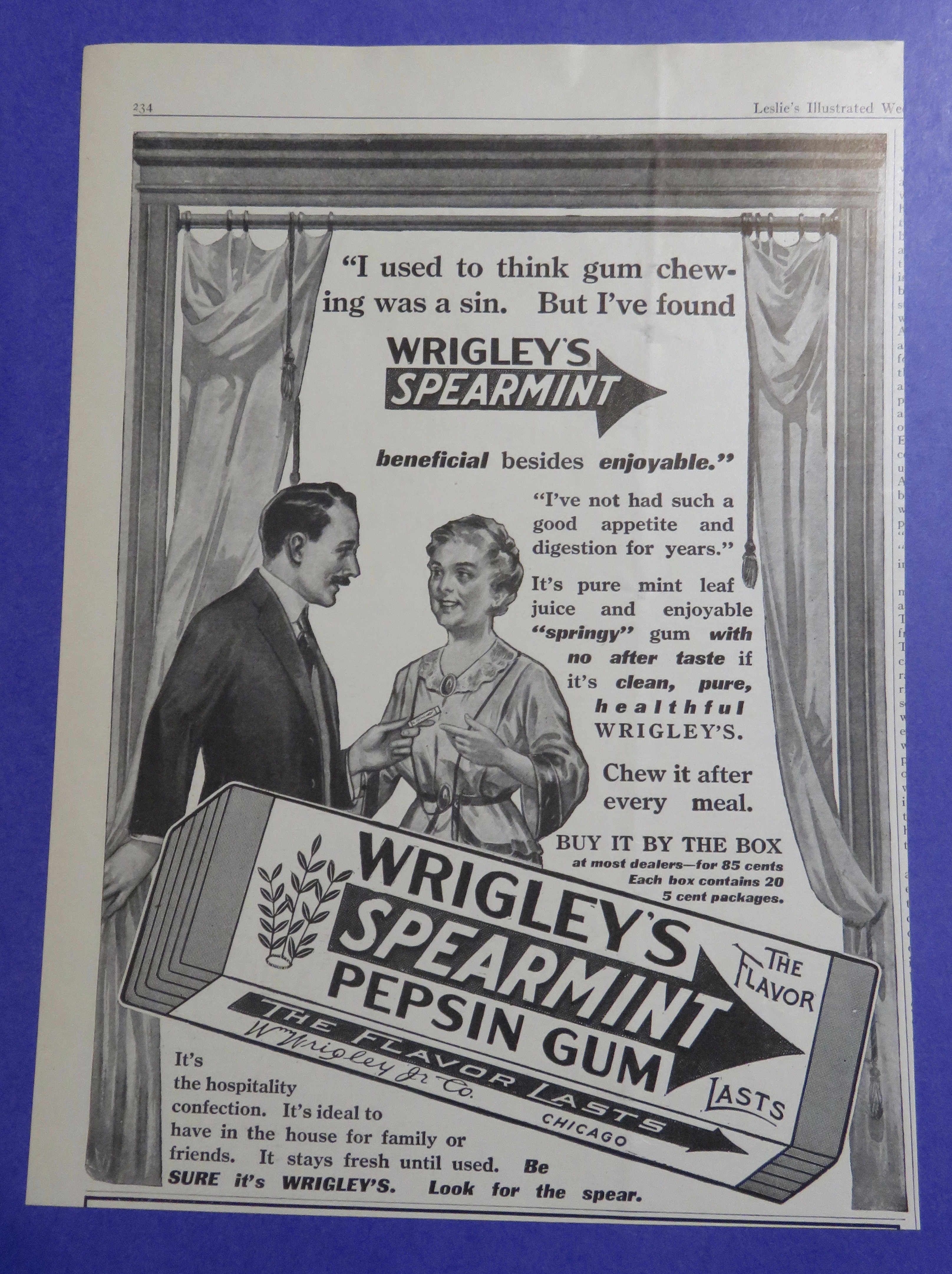 1914 Wrigley's Spearmint Pepsin Gum w/ Man & Woman