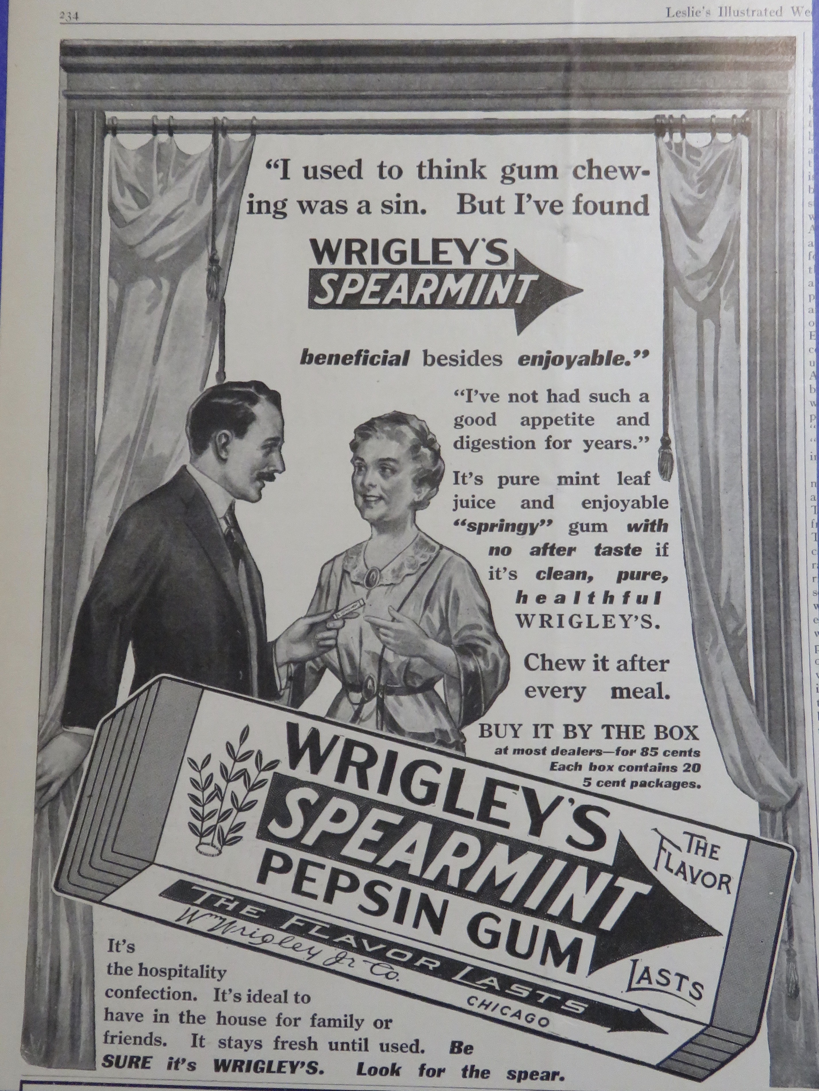 1914 Wrigley's Spearmint Pepsin Gum w/ Man & Woman