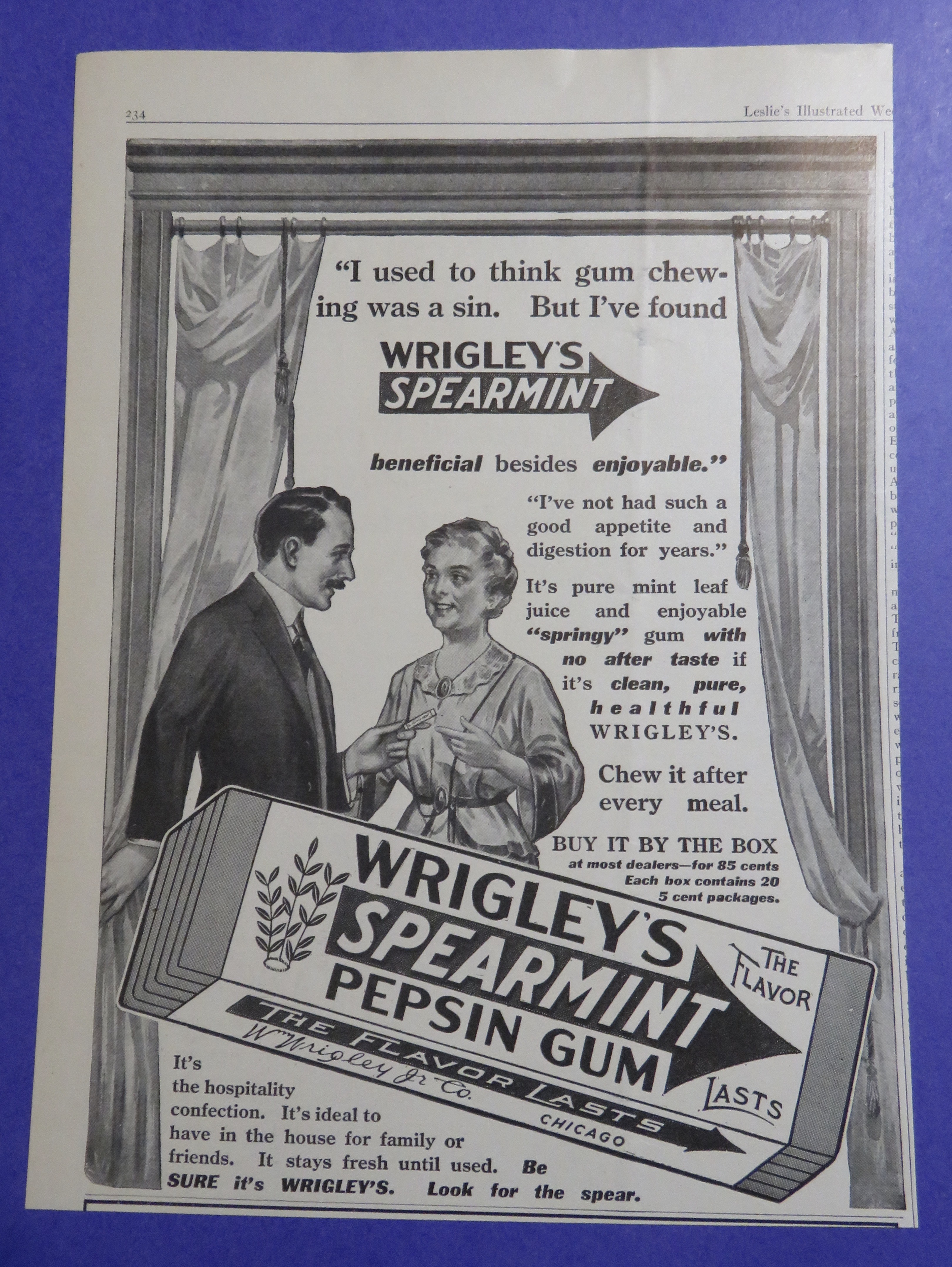 1914 Wrigley's Spearmint Pepsin Gum w/ Man & Woman