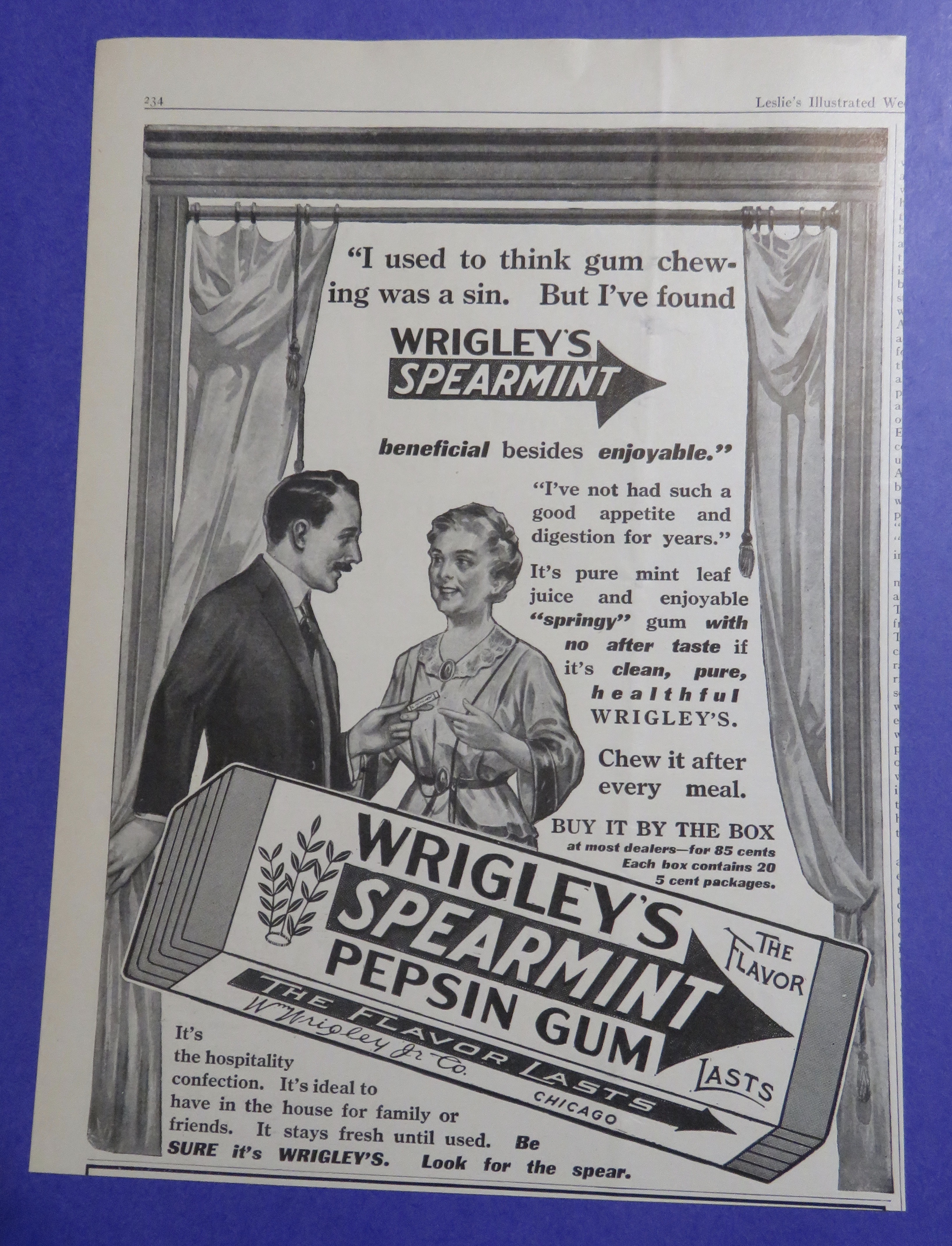1914 Wrigley's Spearmint Pepsin Gum w/ Man & Woman