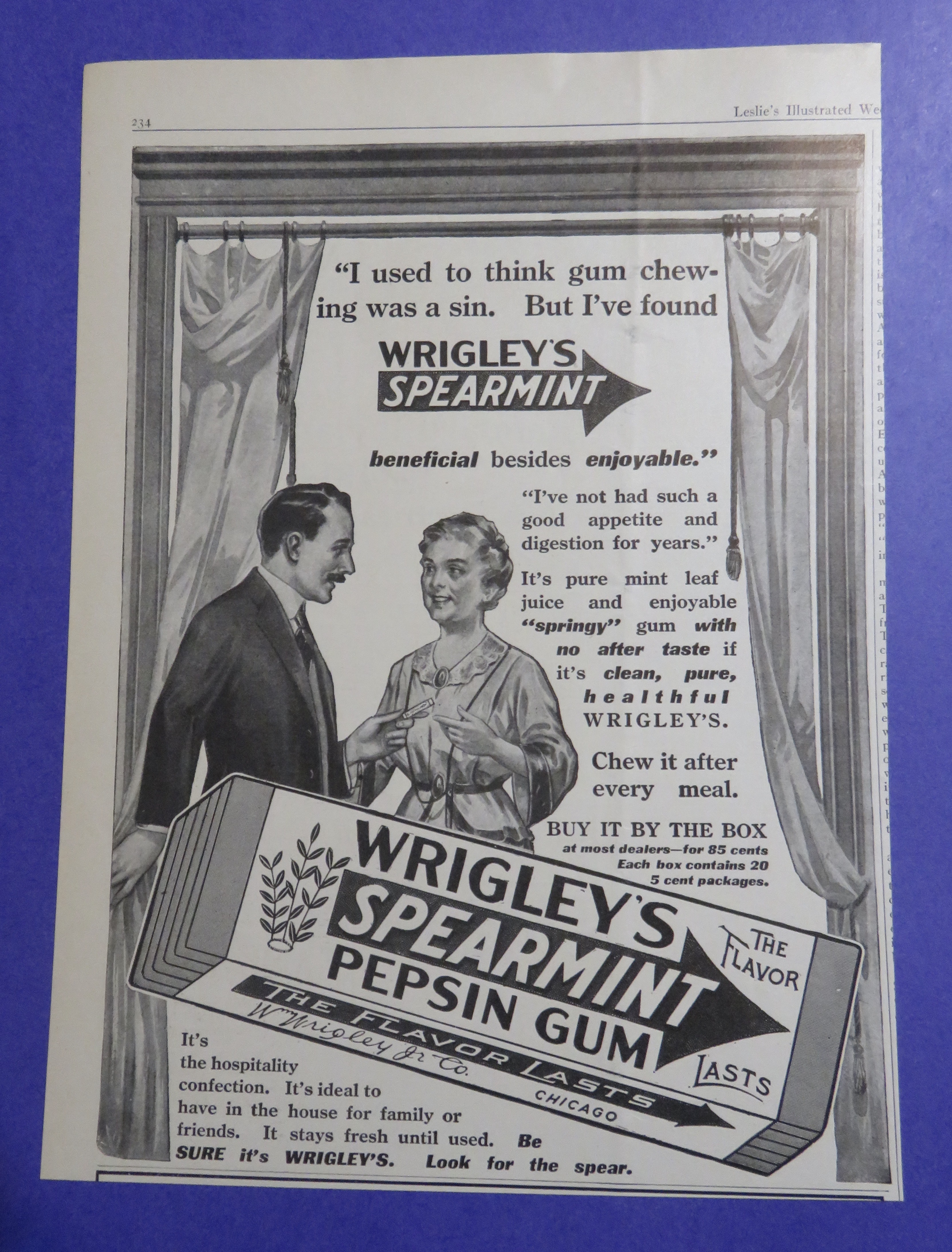 1914 Wrigley's Spearmint Pepsin Gum w/ Man & Woman