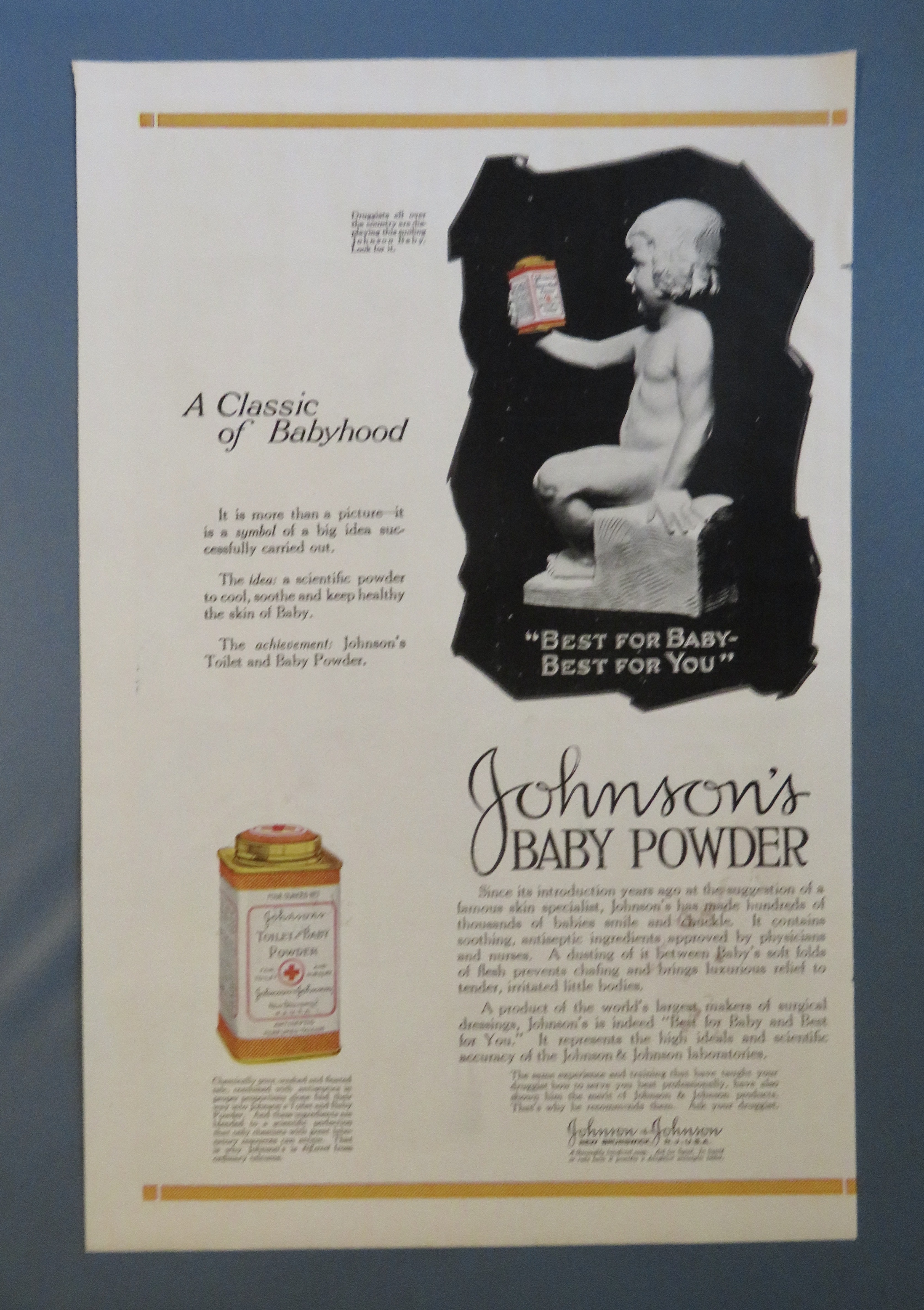 1920 Johnson's Baby Powder with Little Girl Holding Tin