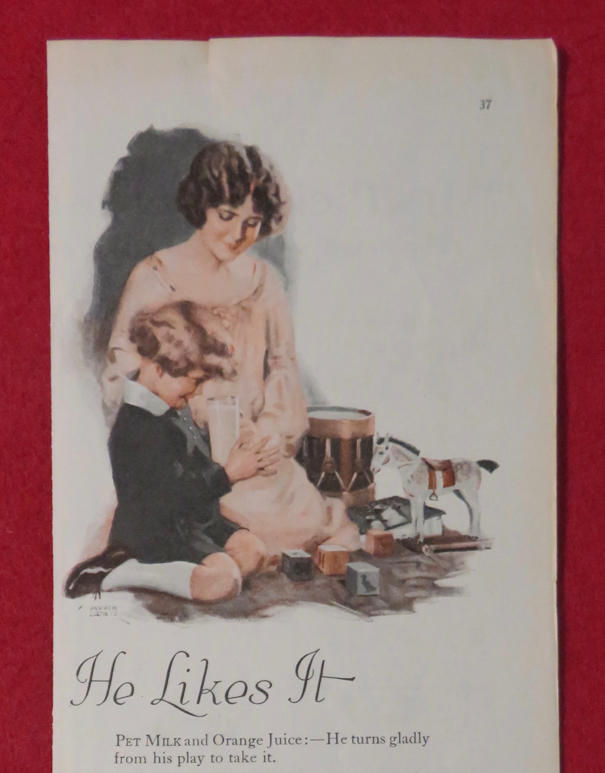 1924 Pet Milk with Woman Giving Child A Glass To Drink