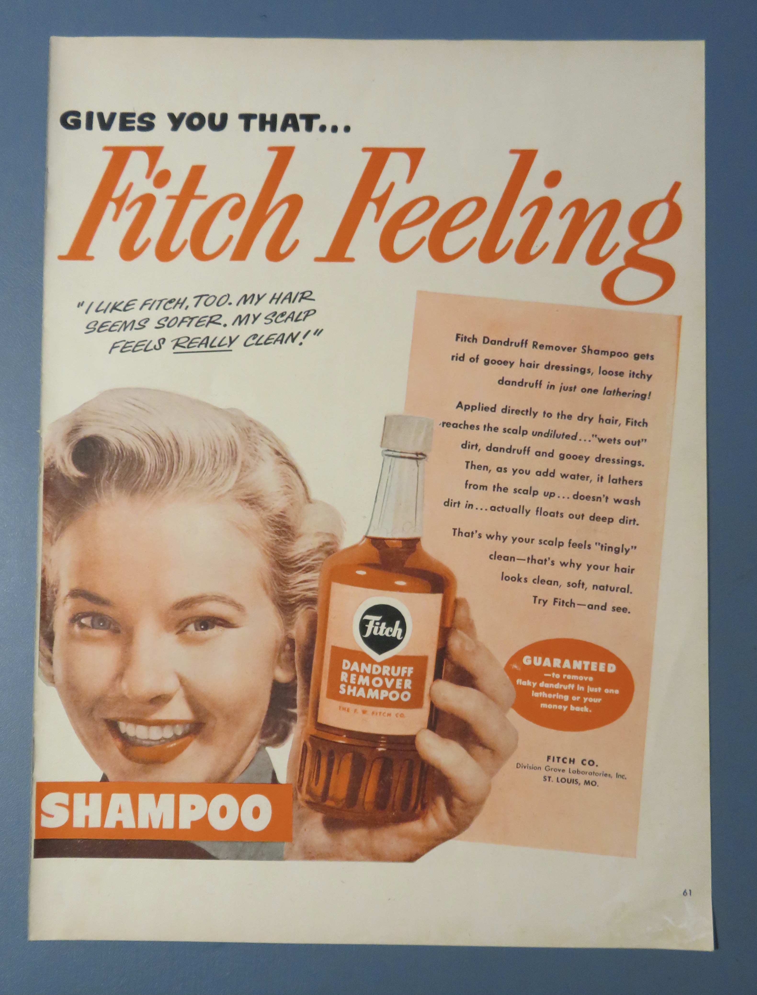 1951 Fitch Dandruff Remover Shampoo w/Men & Woman
