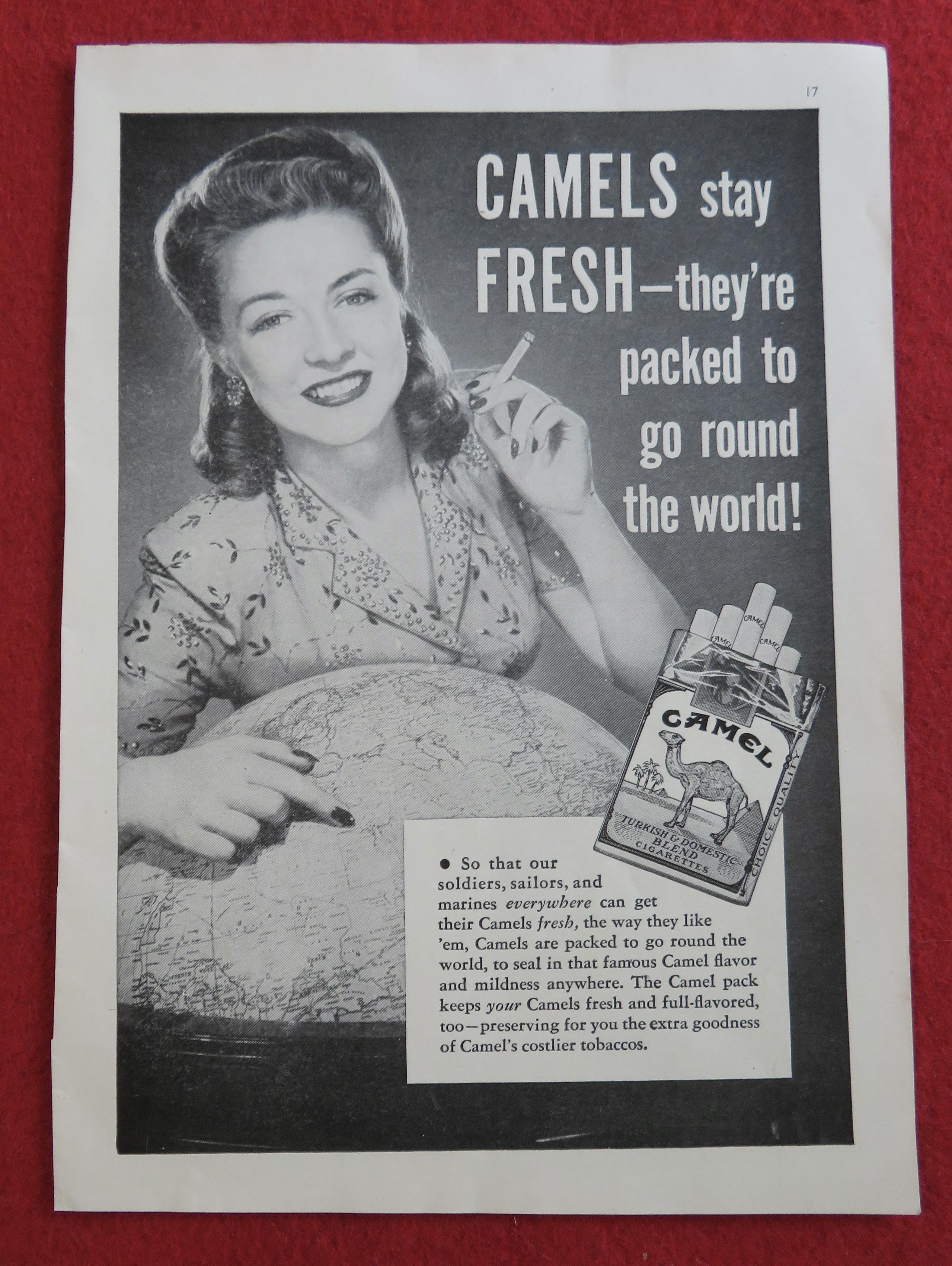 1944 Camel Cigarettes with Lovely Woman Smoking