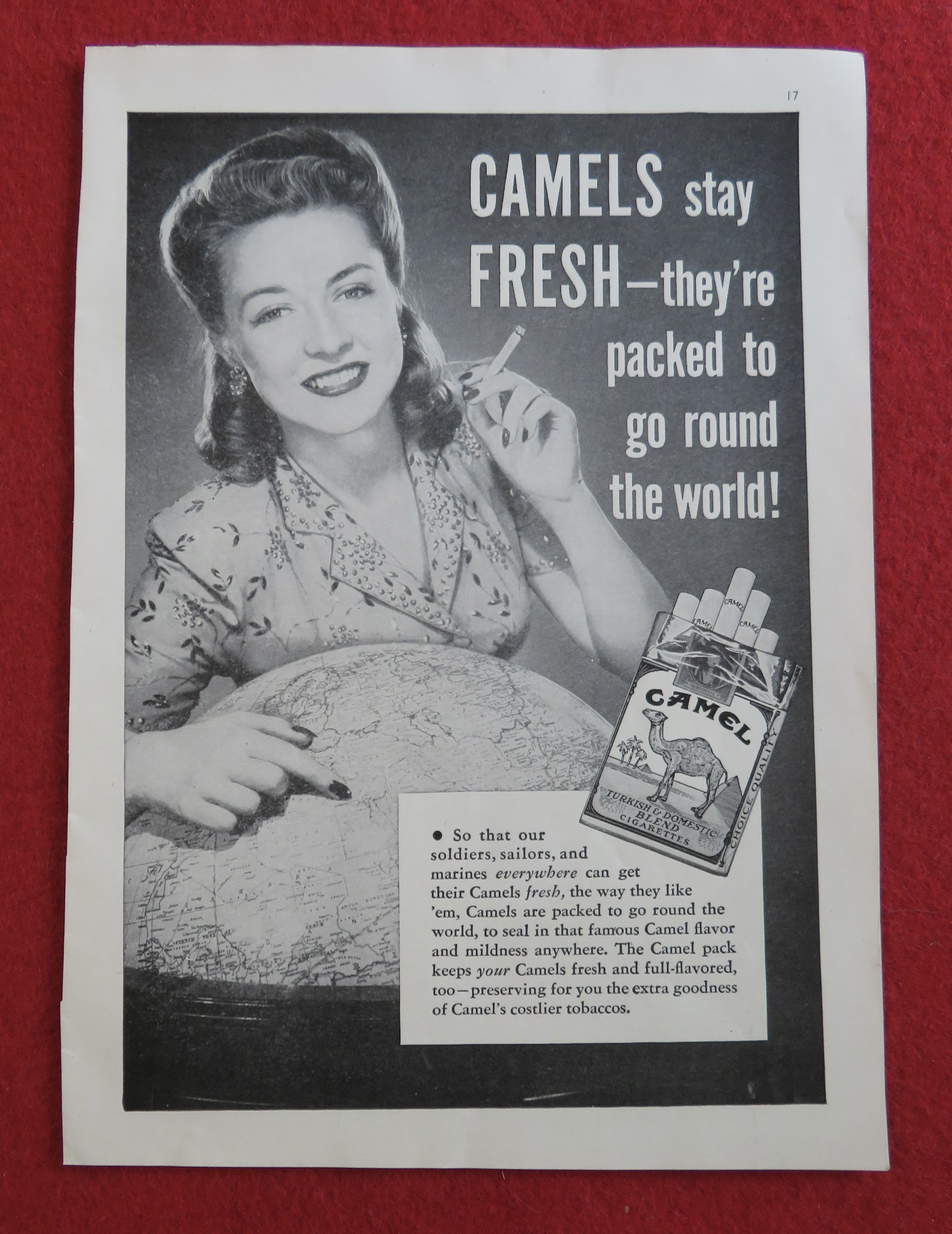1944 Camel Cigarettes with Lovely Woman Smoking