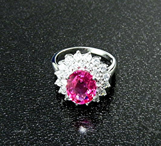 Ring Pink Tourmaline White Sapphire Sterling Silver