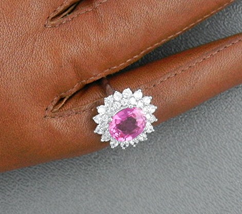 Ring Pink Tourmaline White Sapphire Sterling Silver