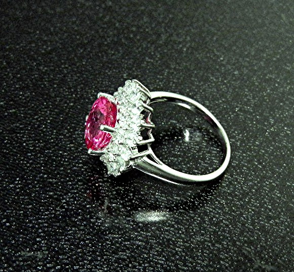 Ring Pink Tourmaline White Sapphire Sterling Silver