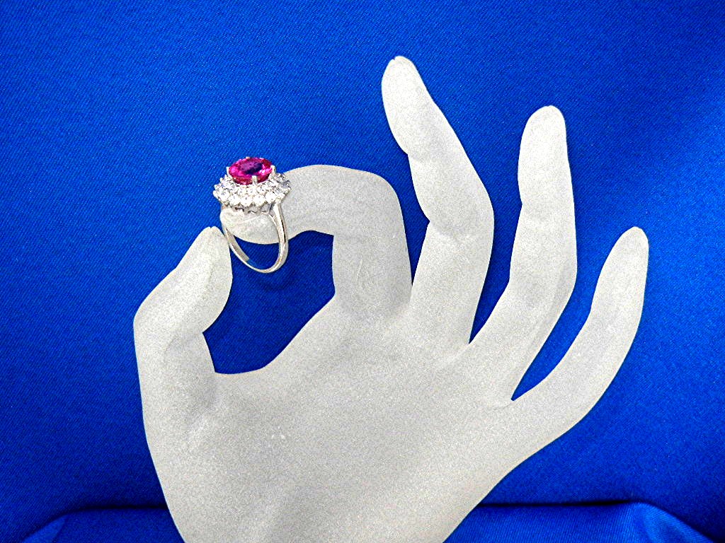 Ring Pink Tourmaline White Sapphire Sterling Silver
