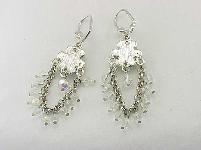 Dangling Crystal Glass And Rhinestone Chandelier Pierced Earrings