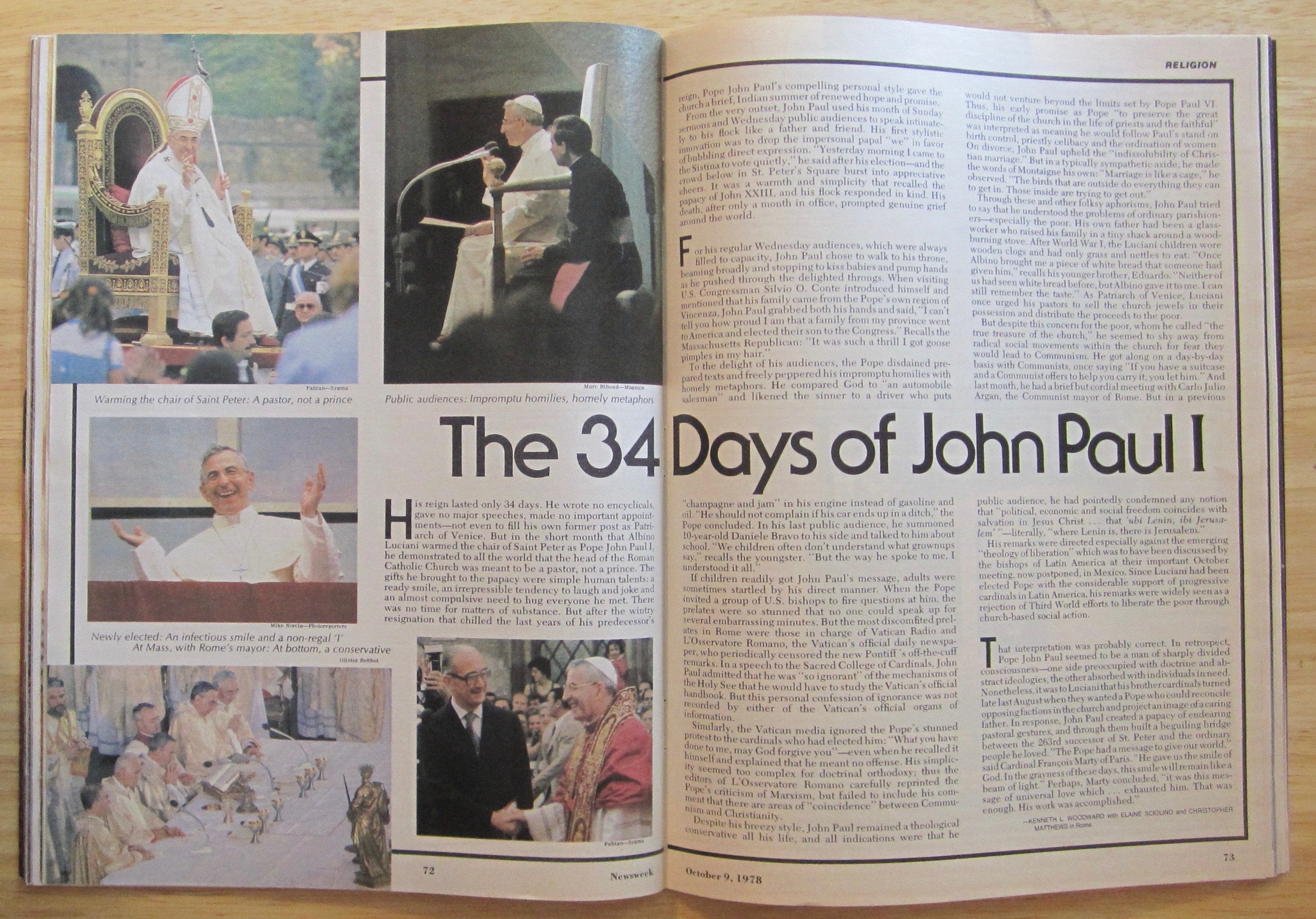 Newsweek Magazine October 9, 1978 34 Days of John Paul