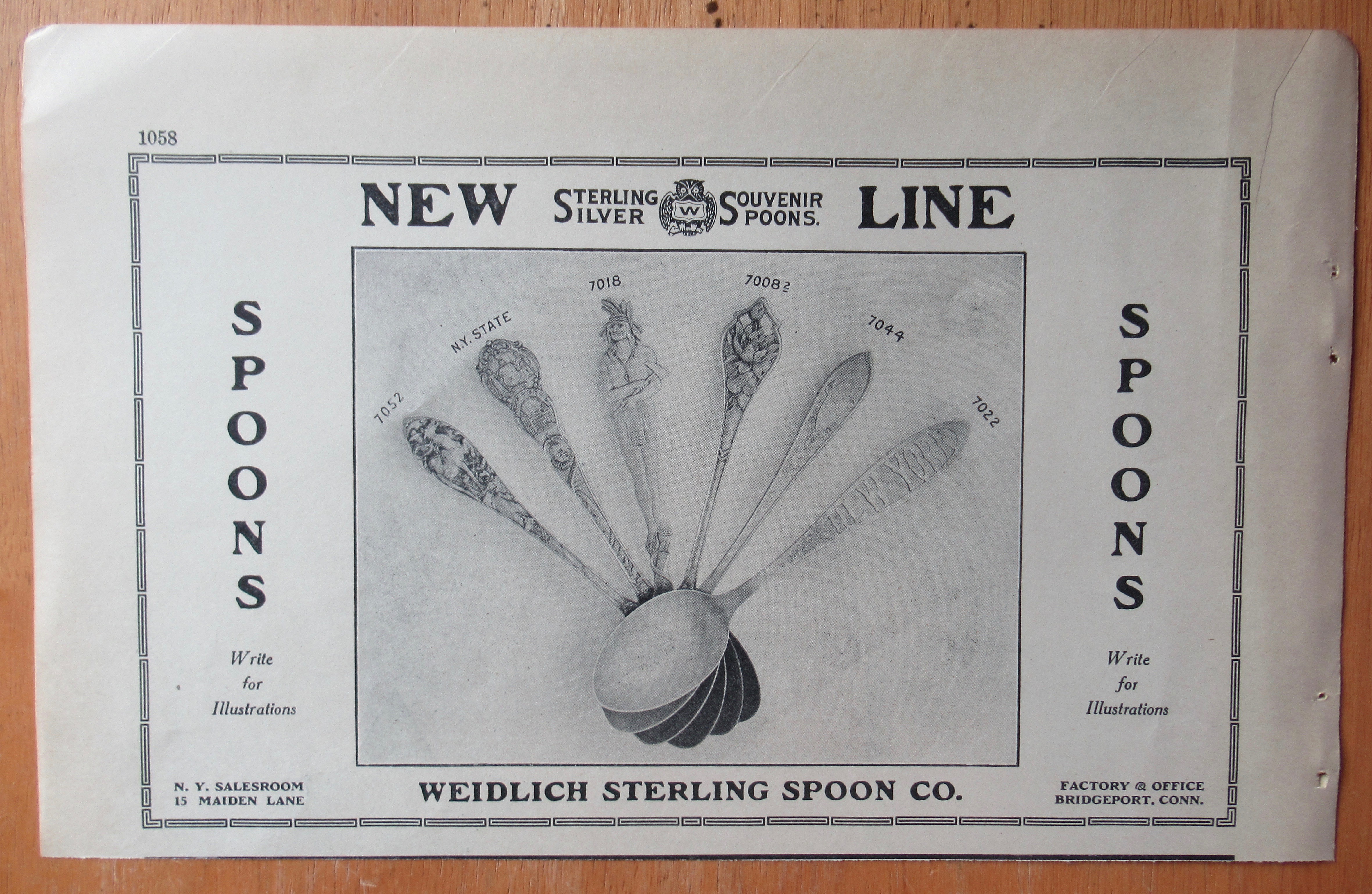 1913 Weidlich Sterling Spoon Co with Souvenir Spoons