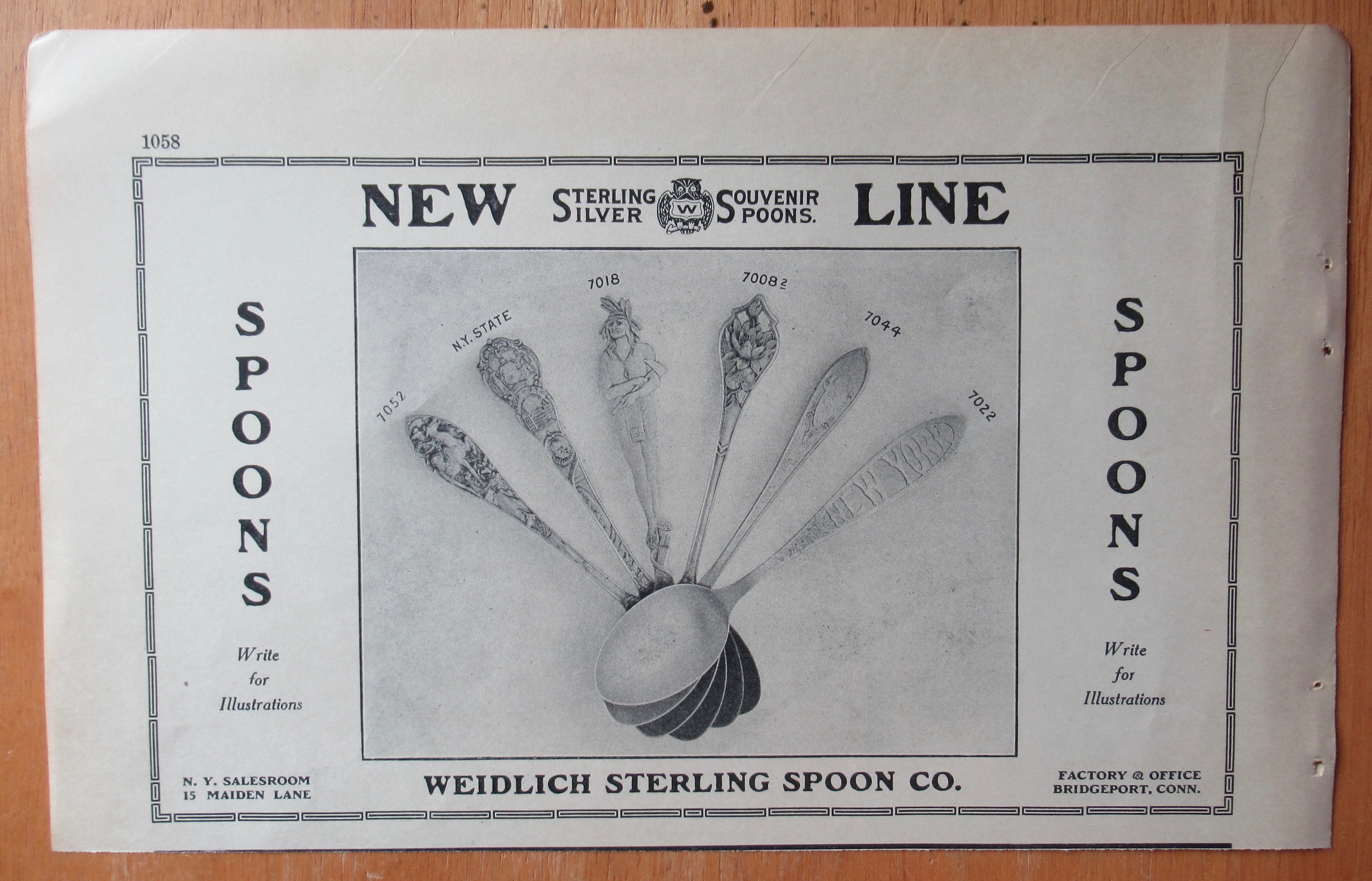 1913 Weidlich Sterling Spoon Co with Souvenir Spoons
