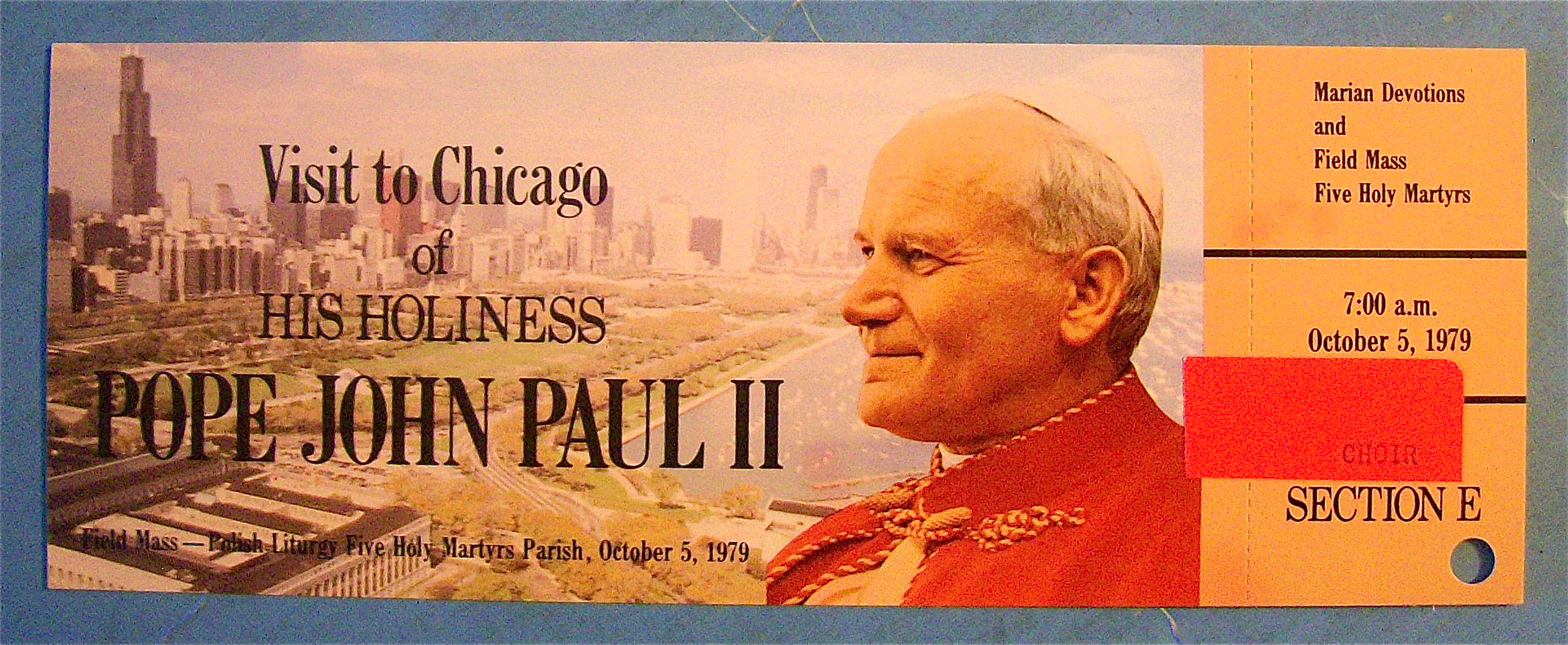 Pope John Paul II Concert Ticket October 5, 1979