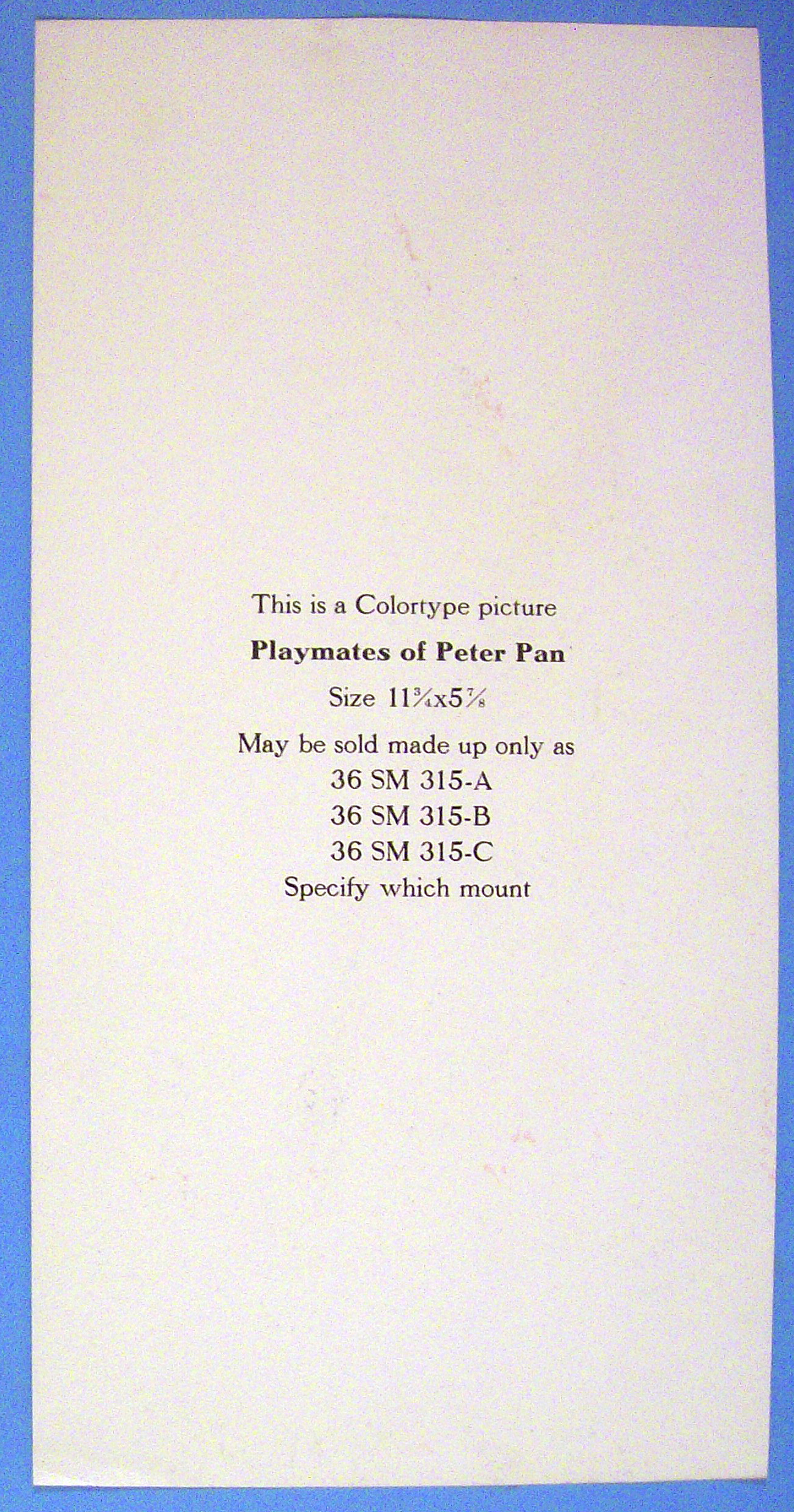 Colortype Picture 1930's Playmates Of Peter Pan