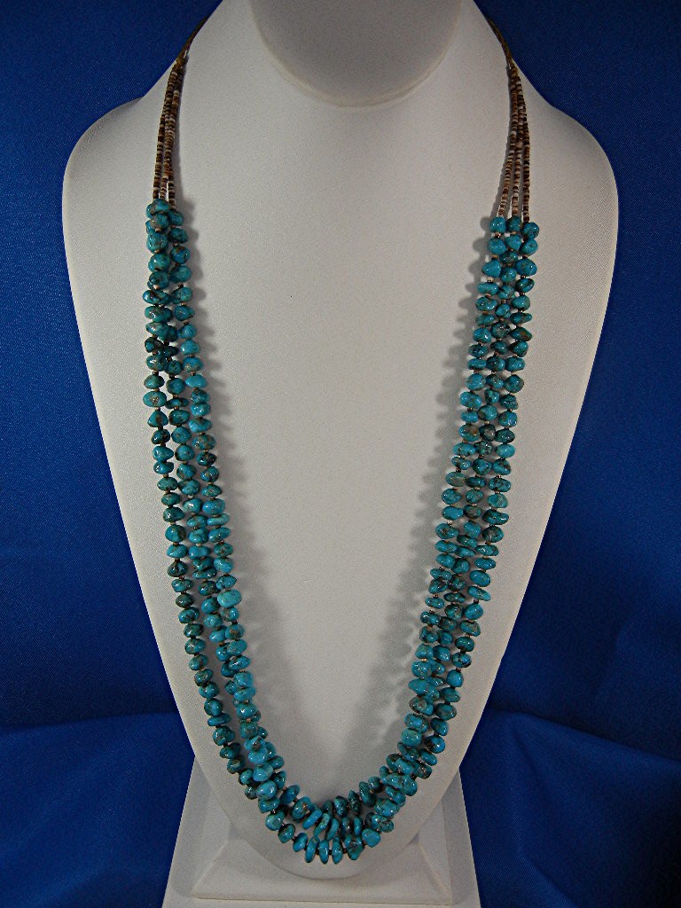 Necklace Santo Domingo Turquoise Heishi 3 Strands