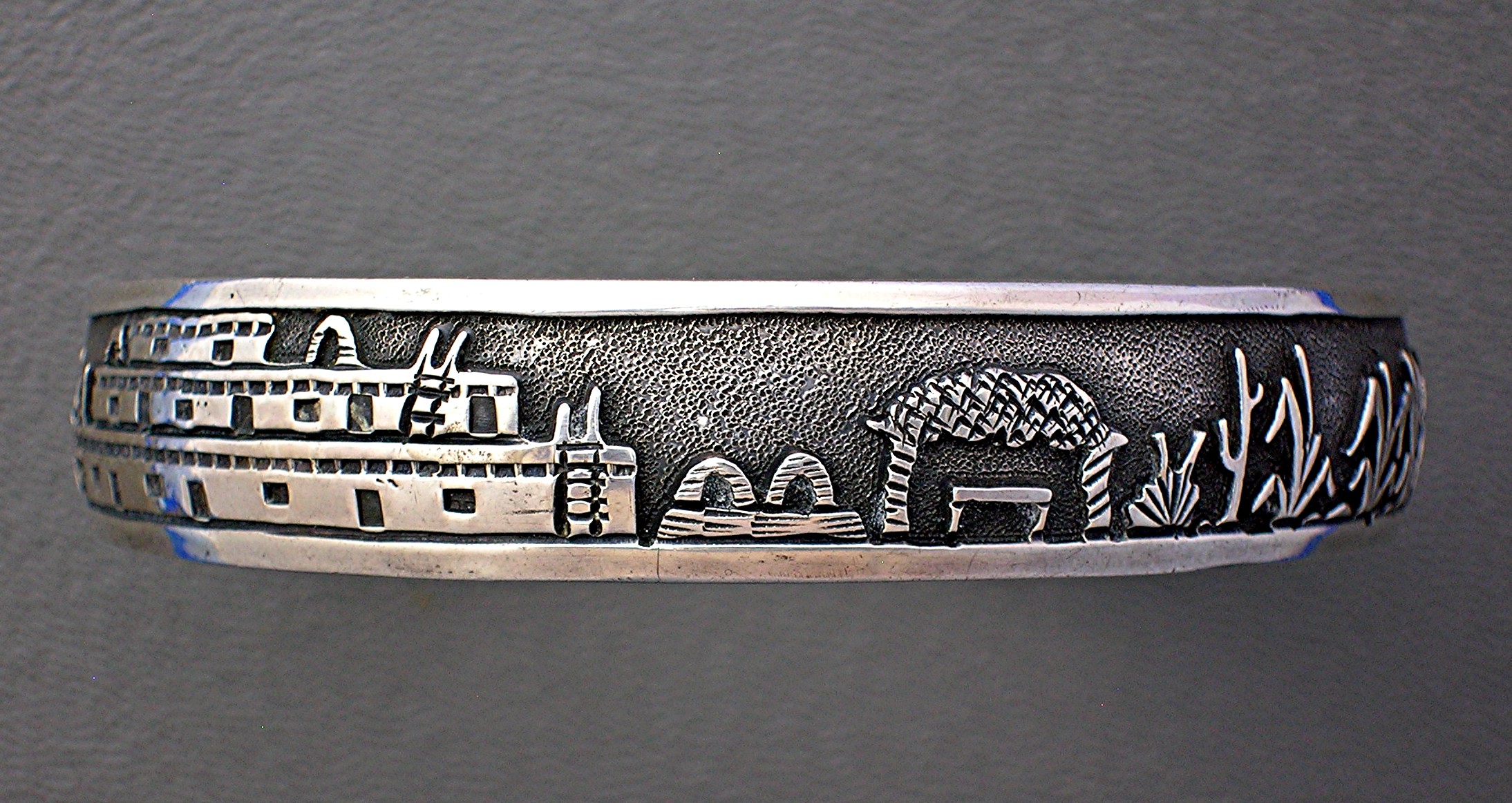 Navajo Sterling Silver Storyteller Cuff Signed LH