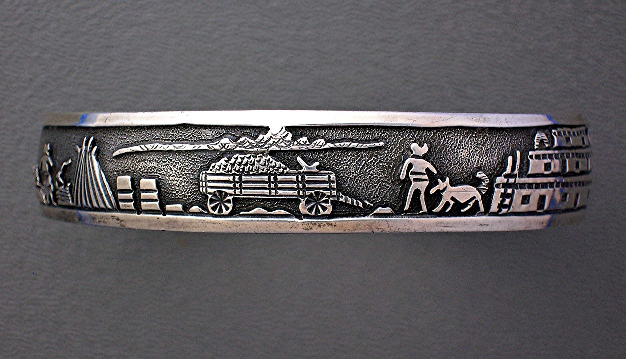 Navajo Sterling Silver Storyteller Cuff Signed LH