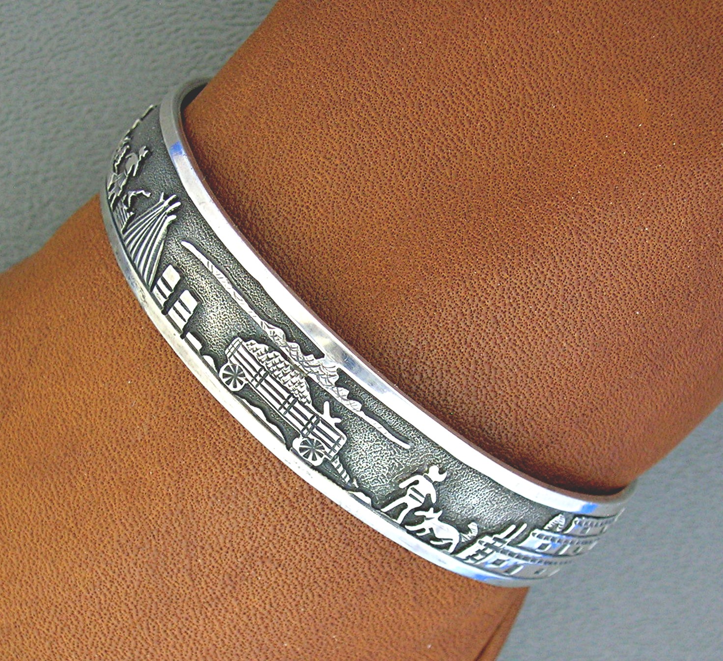 Navajo Sterling Silver Storyteller Cuff Signed LH