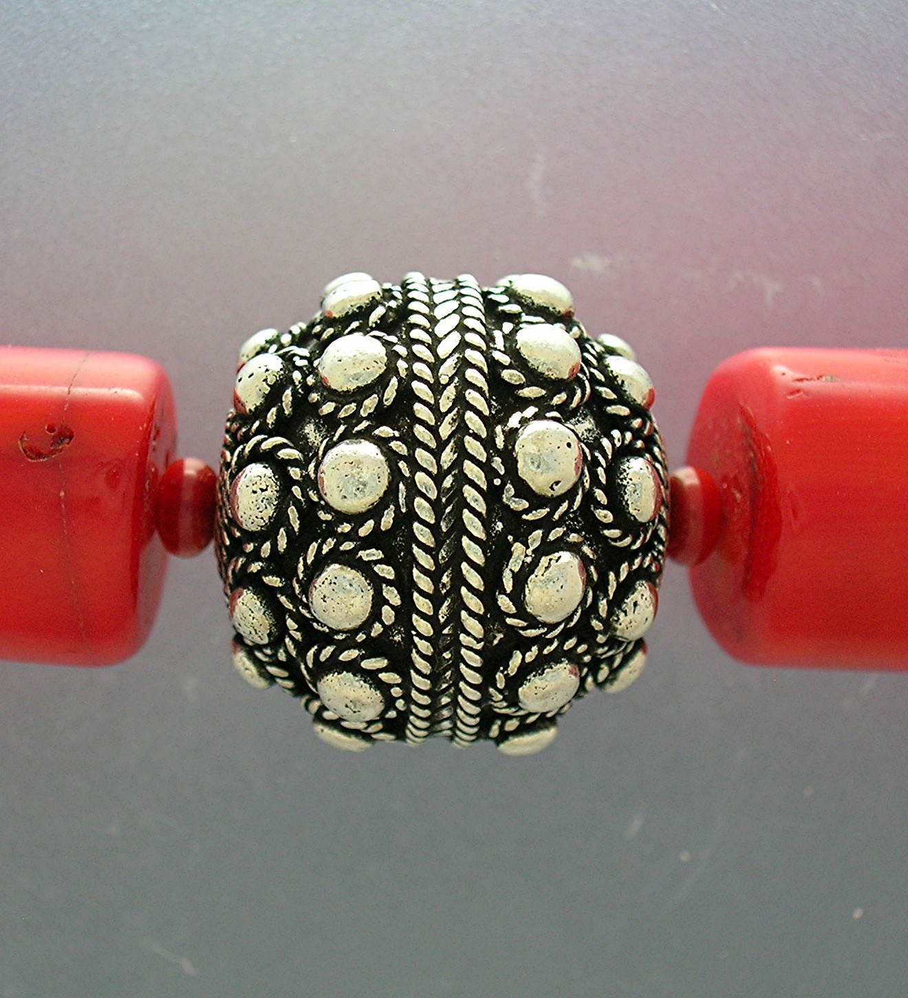 Coral Sterling Silver toggle Clasp Necklace