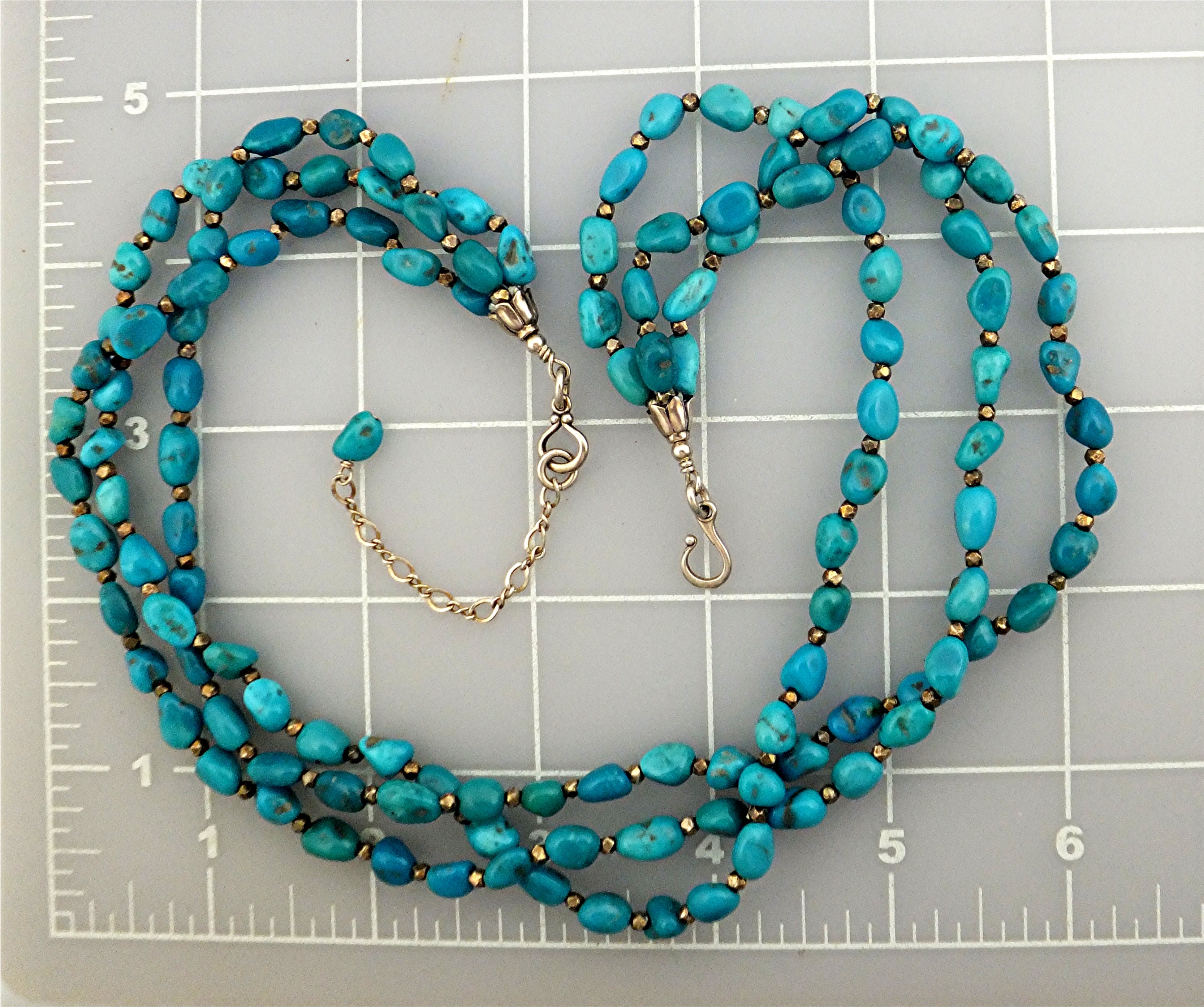 Sleeping BeautyTurquoise 3 Strand Silver Creations Neck
