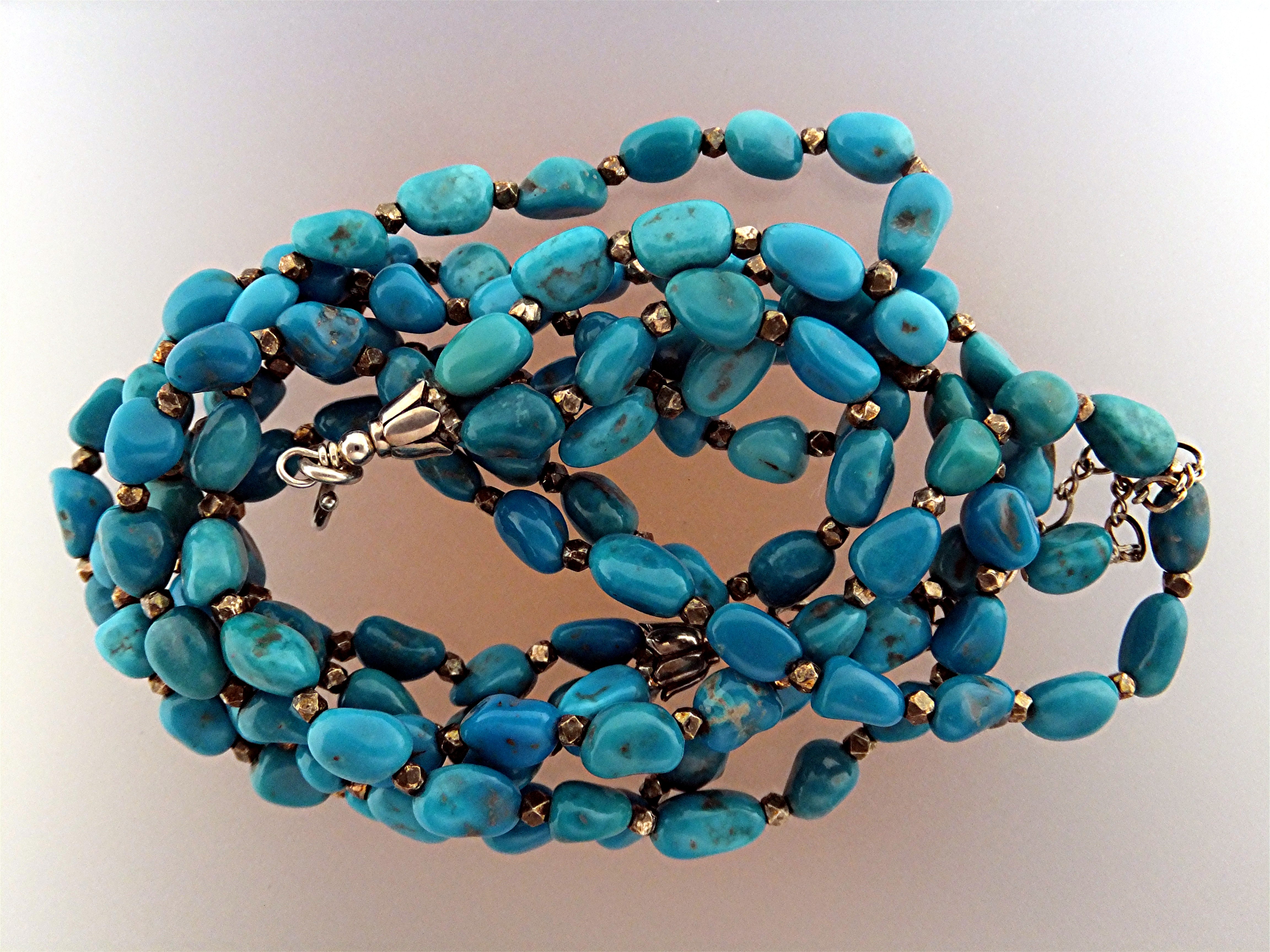 Sleeping BeautyTurquoise 3 Strand Silver Creations Neck