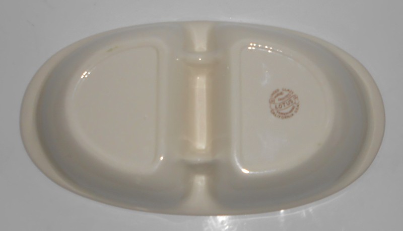 Vernon Kilns Pottery RARE Lotus Divided Vegetable Bowl MINT