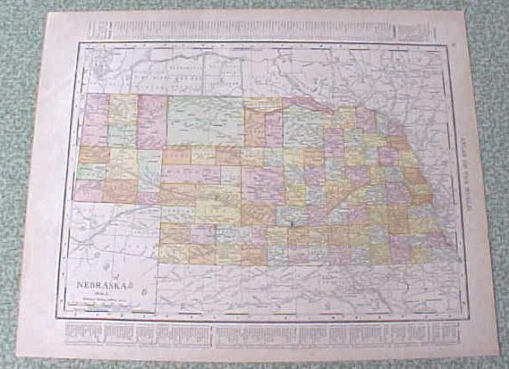 Map Kansas Nebraska 1912 Antique