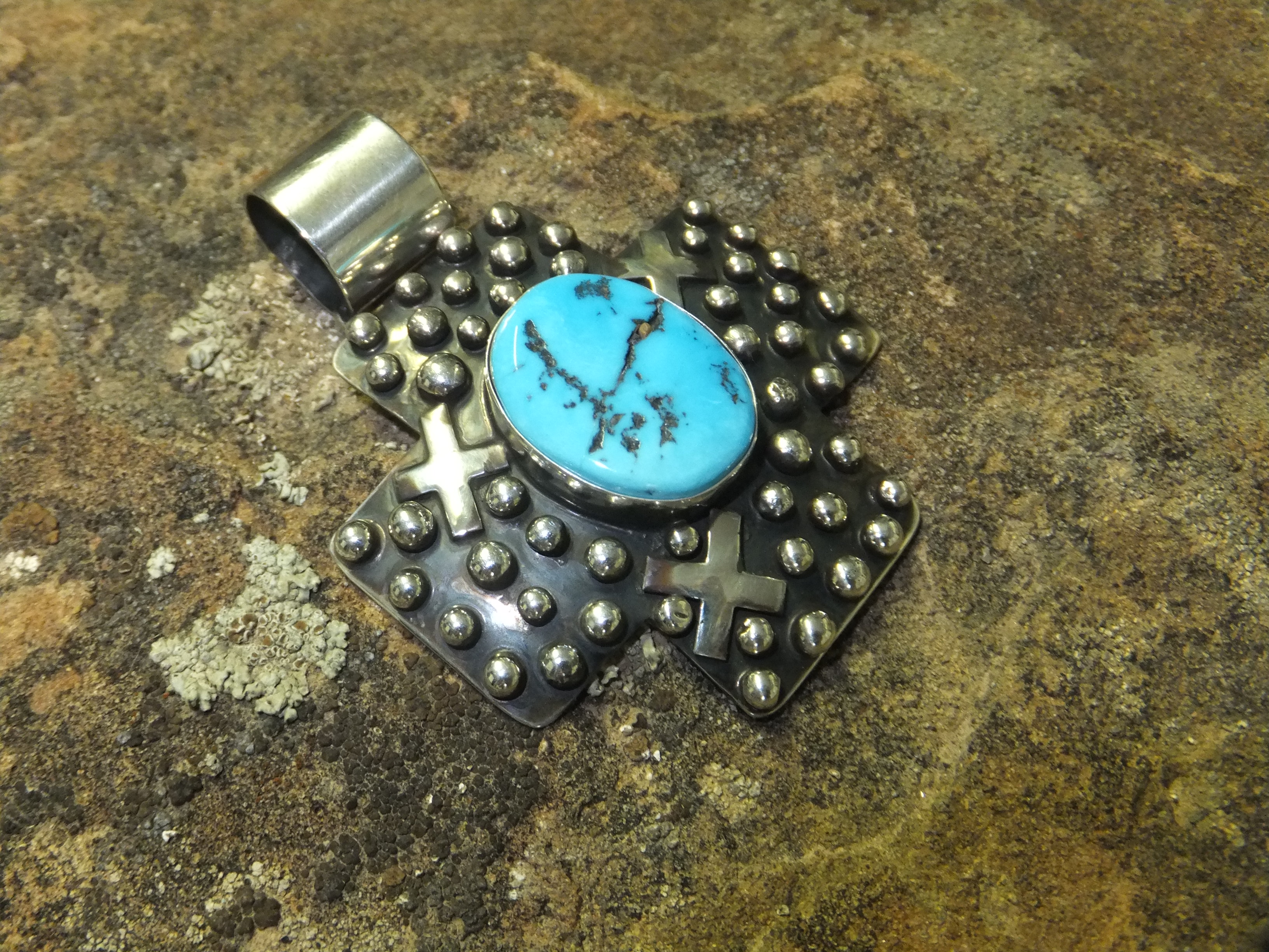 Sleeping Beauty Turquoise Sterling Silver Cross Emmer T