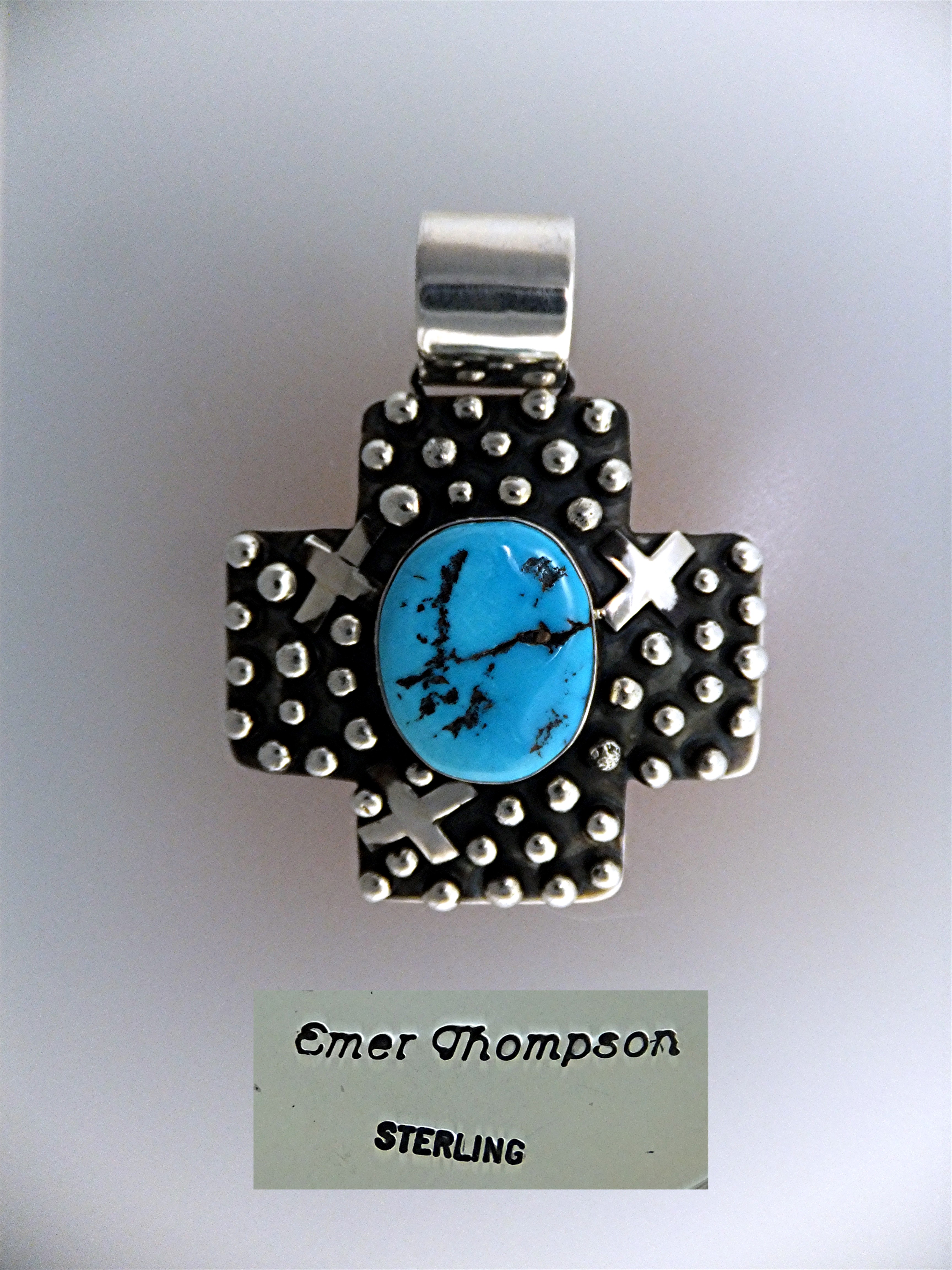 Sleeping Beauty Turquoise Sterling Silver Cross Emmer T