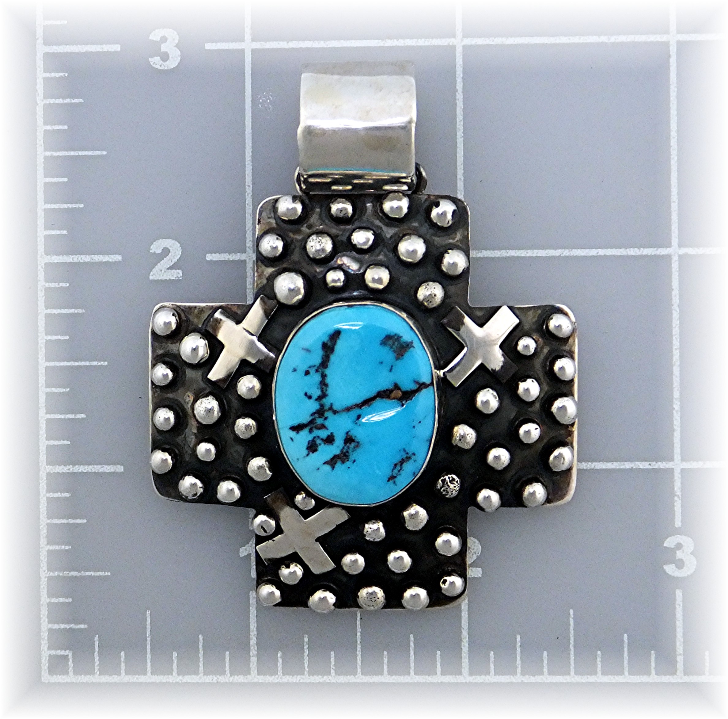 Sleeping Beauty Turquoise Sterling Silver Cross Emmer T