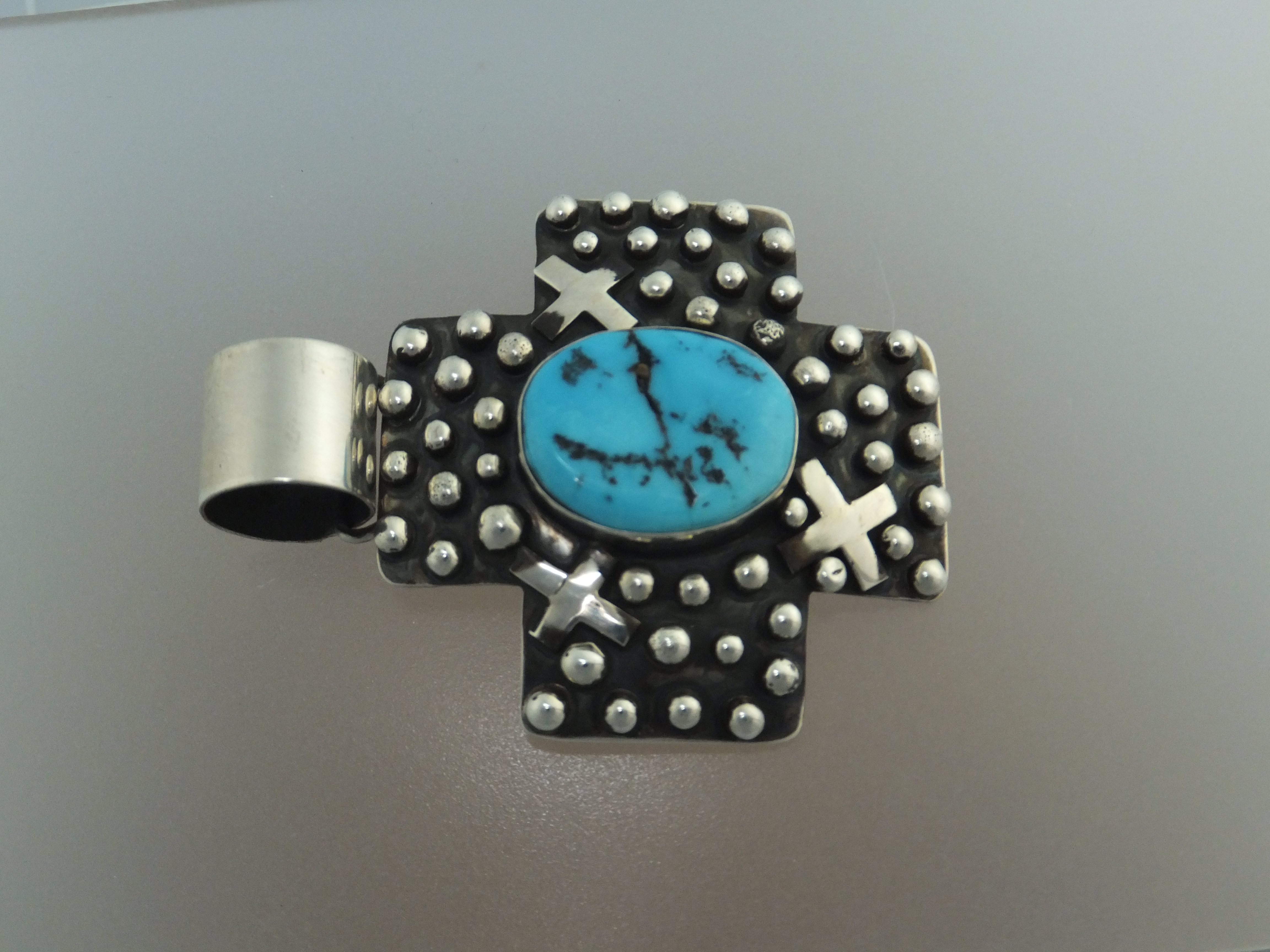 Sleeping Beauty Turquoise Sterling Silver Cross Emmer T