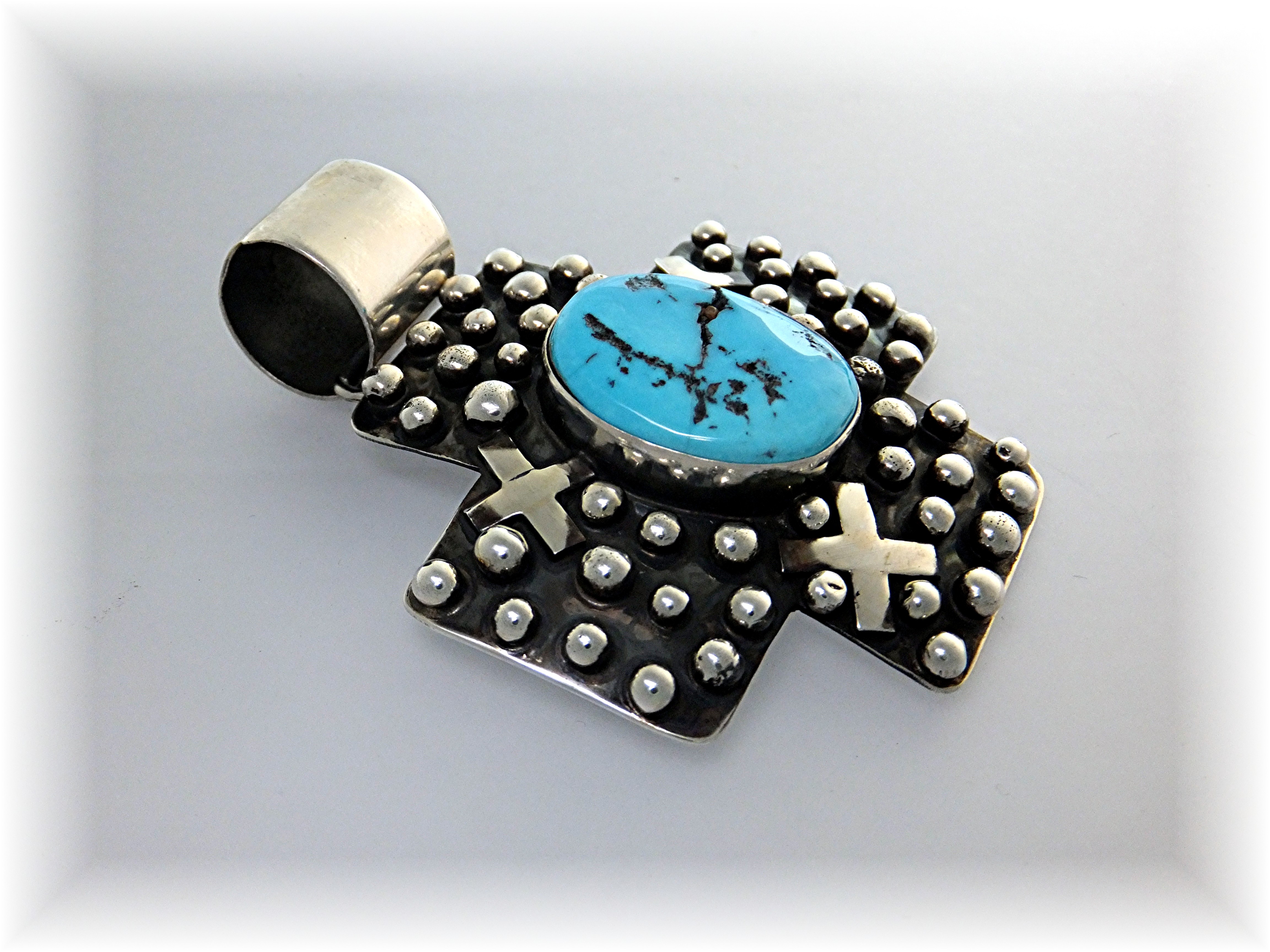 Sleeping Beauty Turquoise Sterling Silver Cross Emmer T