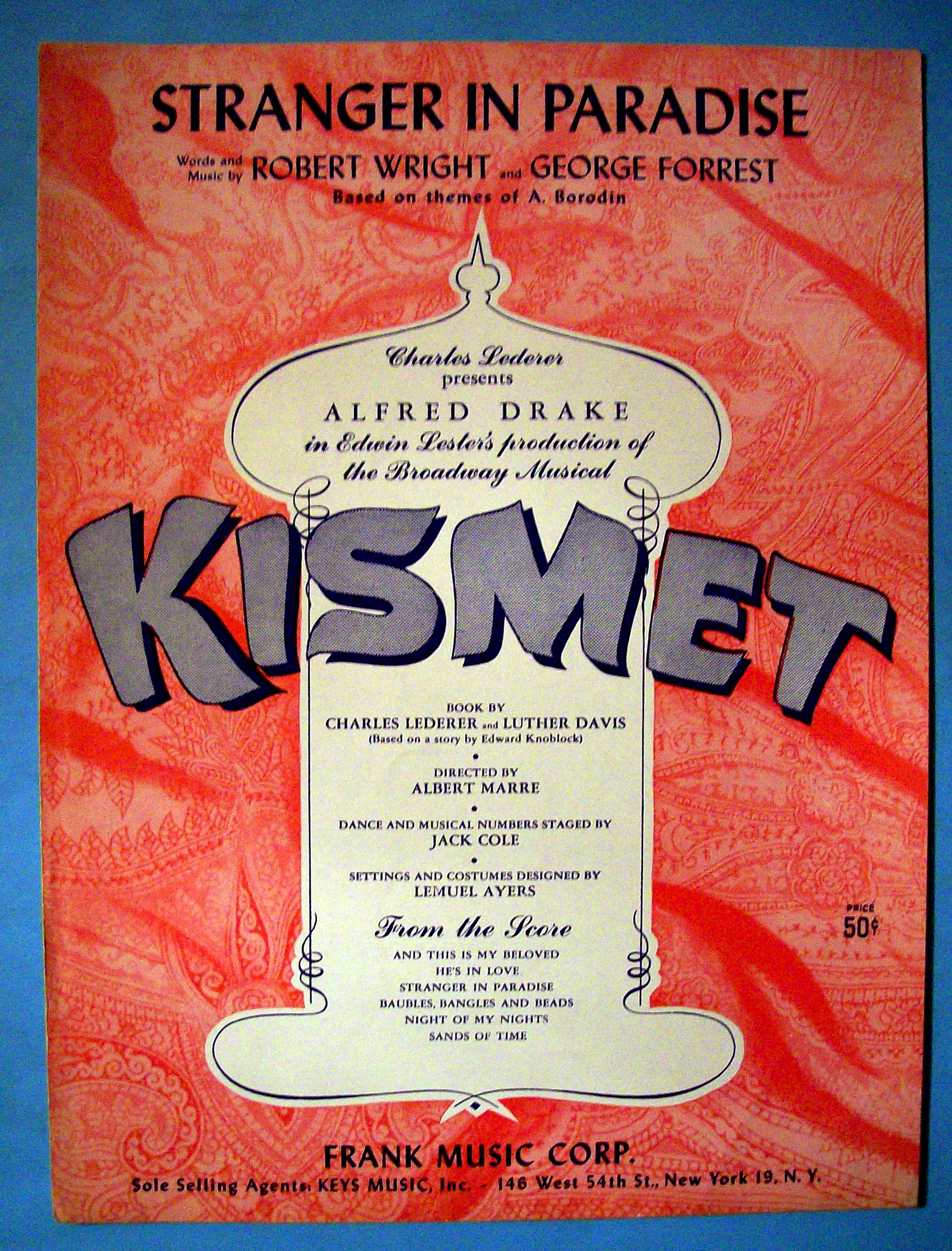 Sheet Music For 1953 Stranger In Paradise