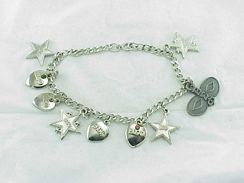 Beta Epsilon Phi Sorority Silver Charm Bracelet - Secret Sister Charm