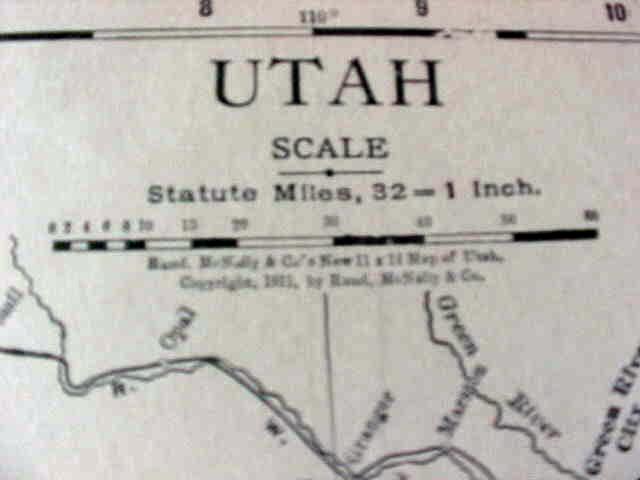 Map Utah Wyoming 1912 Antique